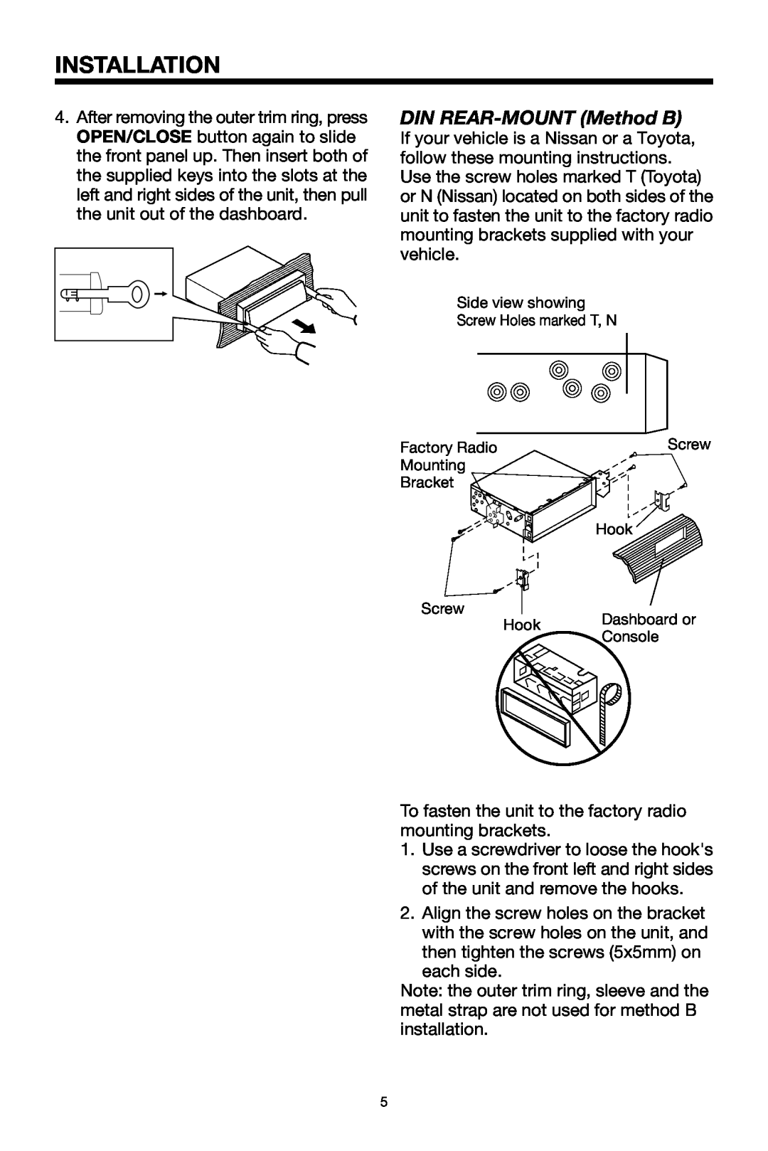 StreamLight MS2015 owner manual DIN REAR-MOUNTMethod B, Installation 