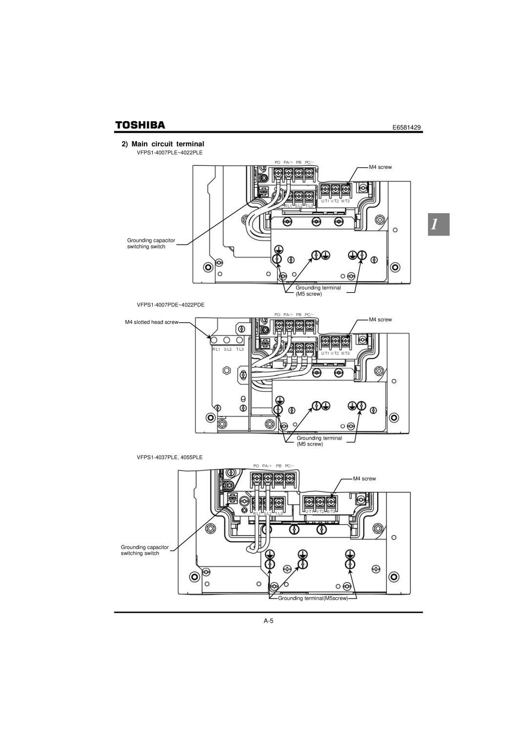 StreamLight VF-PS1 instruction manual Main circuit terminal 