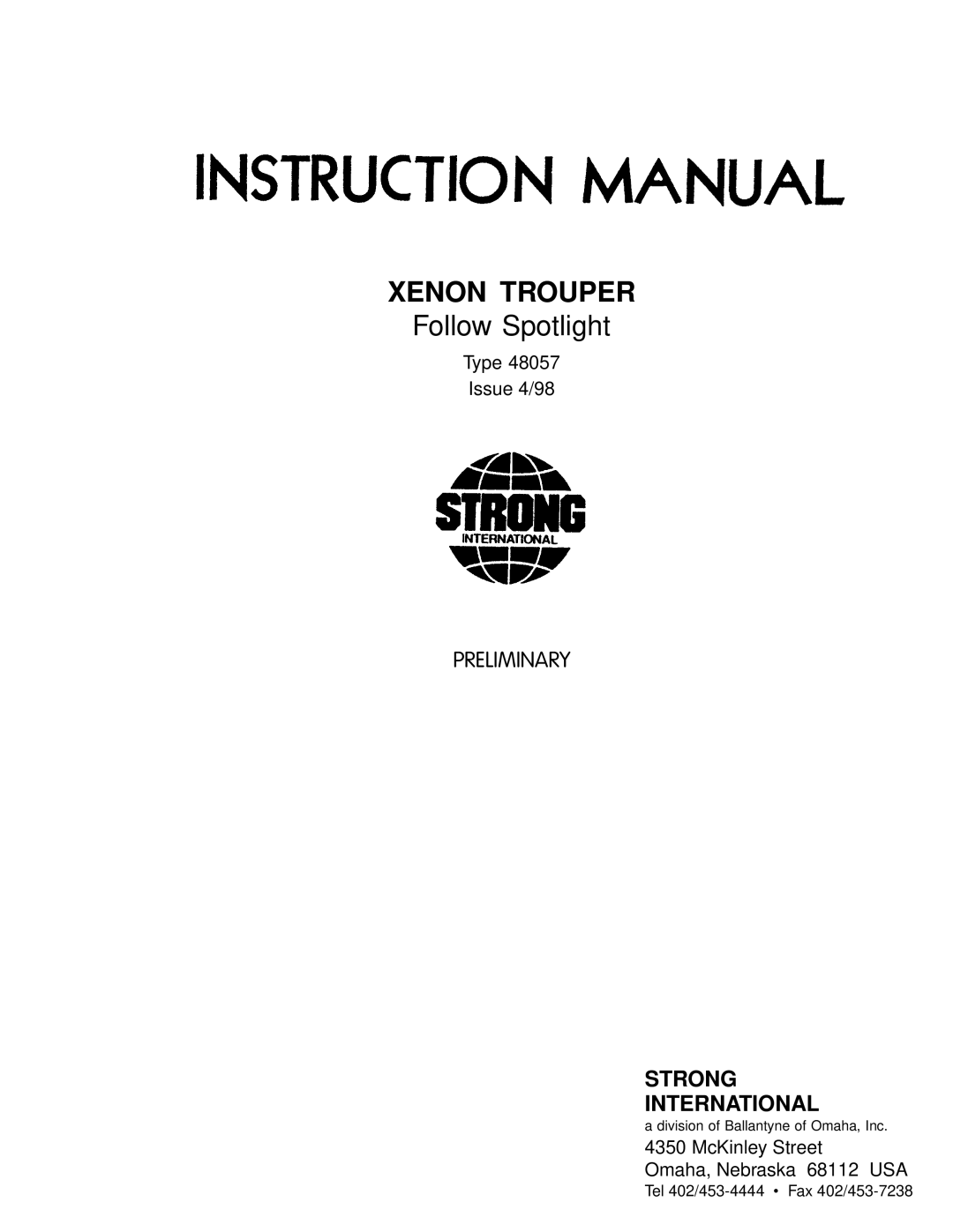 Strong Enterprises 48057 manual Xenon Trouper 