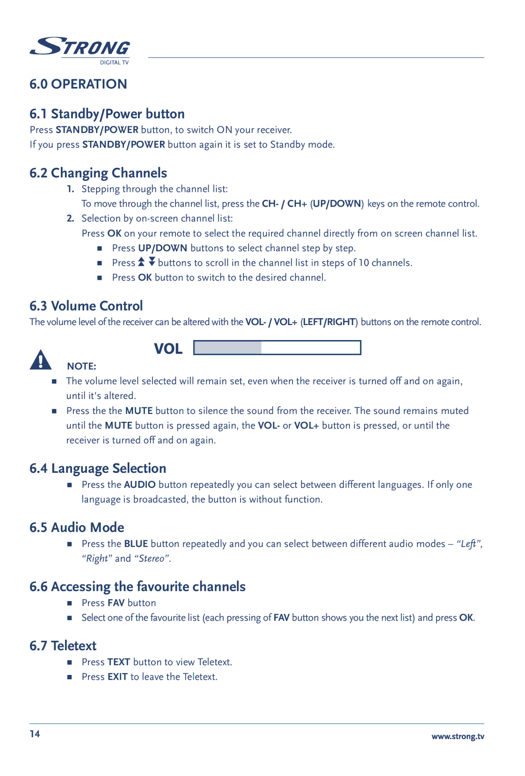 Strong Enterprises SRT 60 manual Operation 