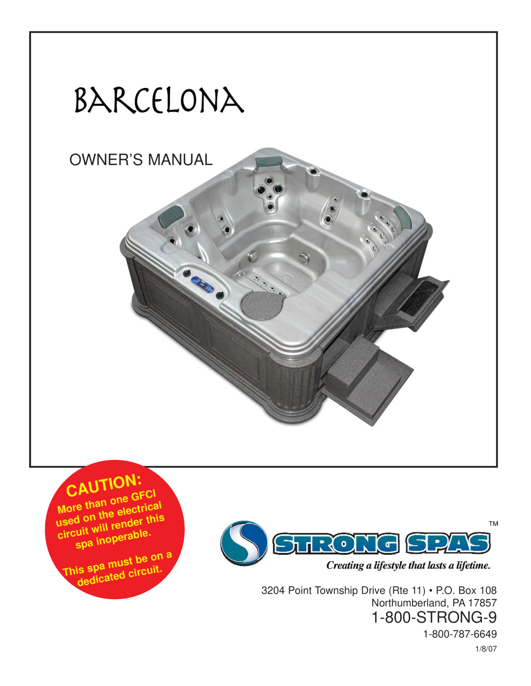 Strong Pools and Spas Barcelona owner manual Owner’S Manual, STRONG-9, than, Gfci, More, electrical, used, this, render 