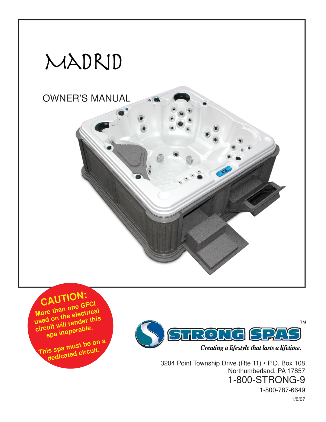 Strong Pools and Spas Madrid owner manual STRONG-9 