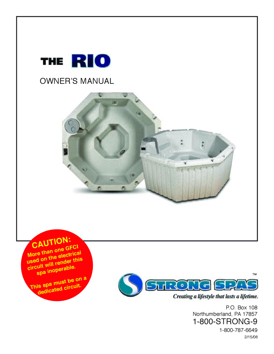 Strong Pools and Spas Rio Spa owner manual STRONG-9 