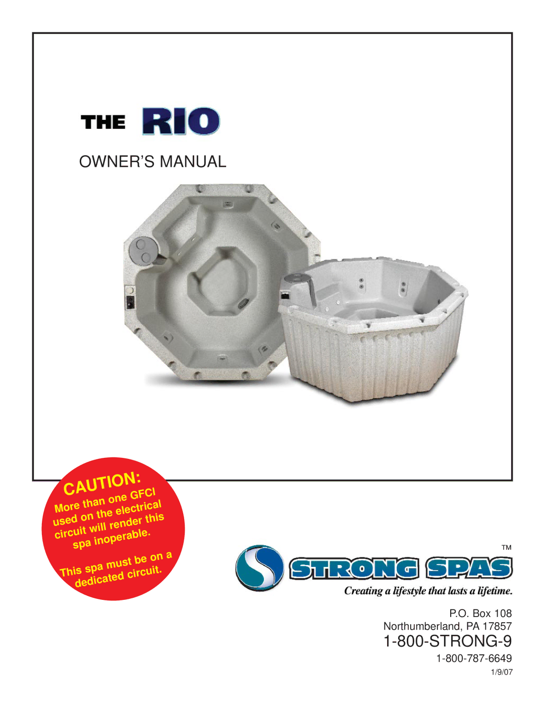 Strong Pools and Spas Rotational Molded resin whirlpool spa owner manual STRONG-9 