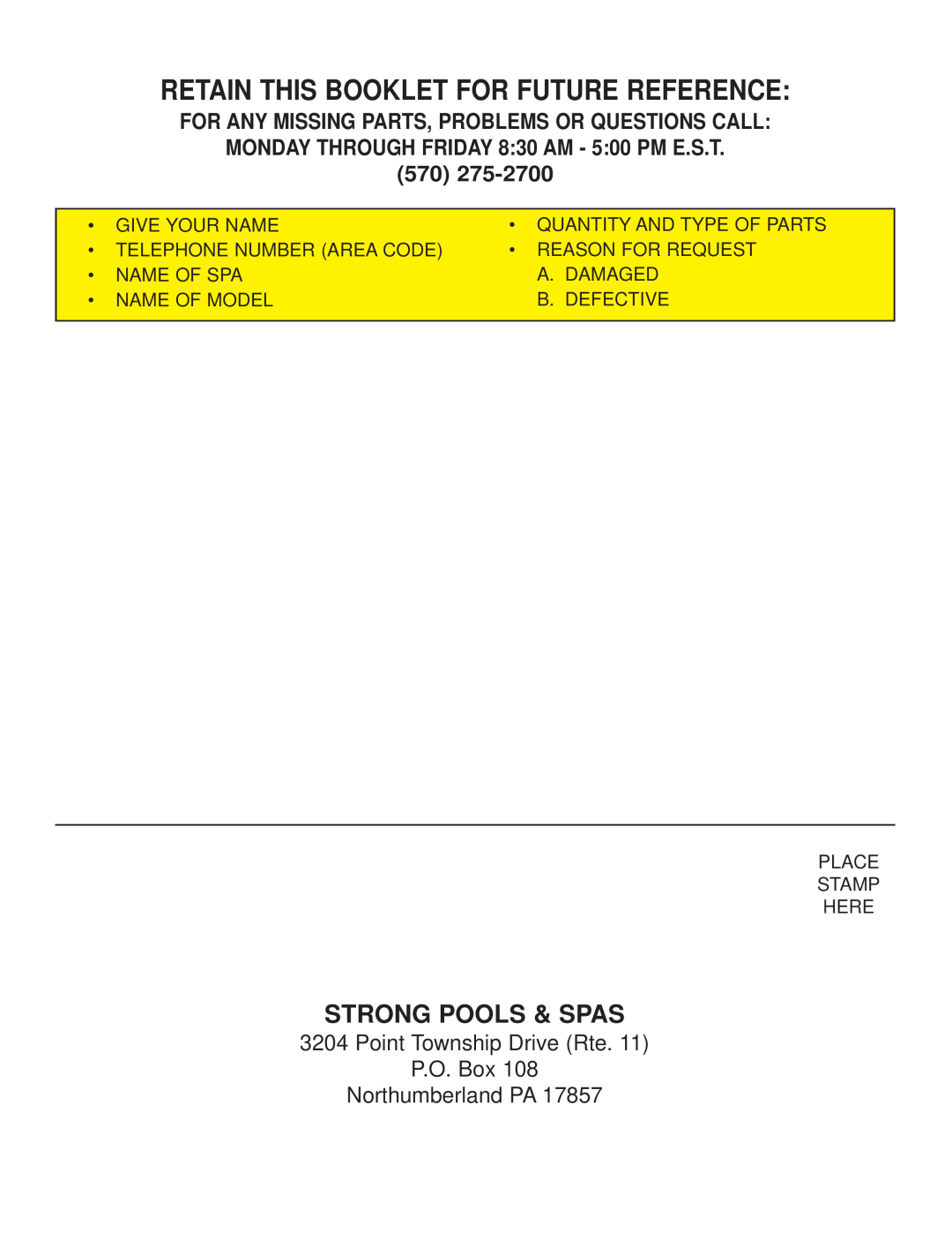Strong Pools and Spas Strong Spas The Antigua owner manual Retain This Booklet For Future Reference, Strong Pools & Spas 
