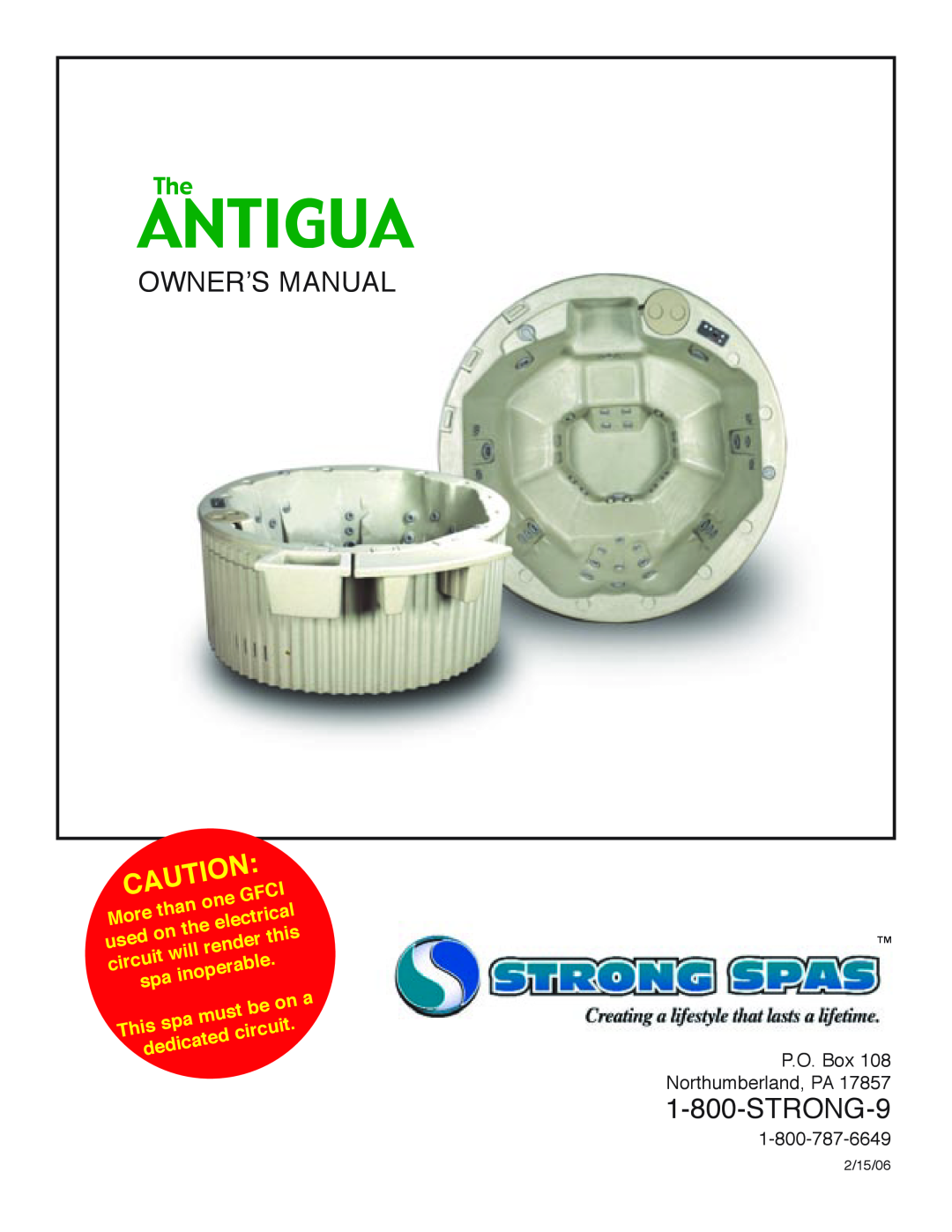 Strong Pools and Spas The Antigua owner manual STRONG-9, than, Gfci, More, electrical, used, this, render, will, circuit 