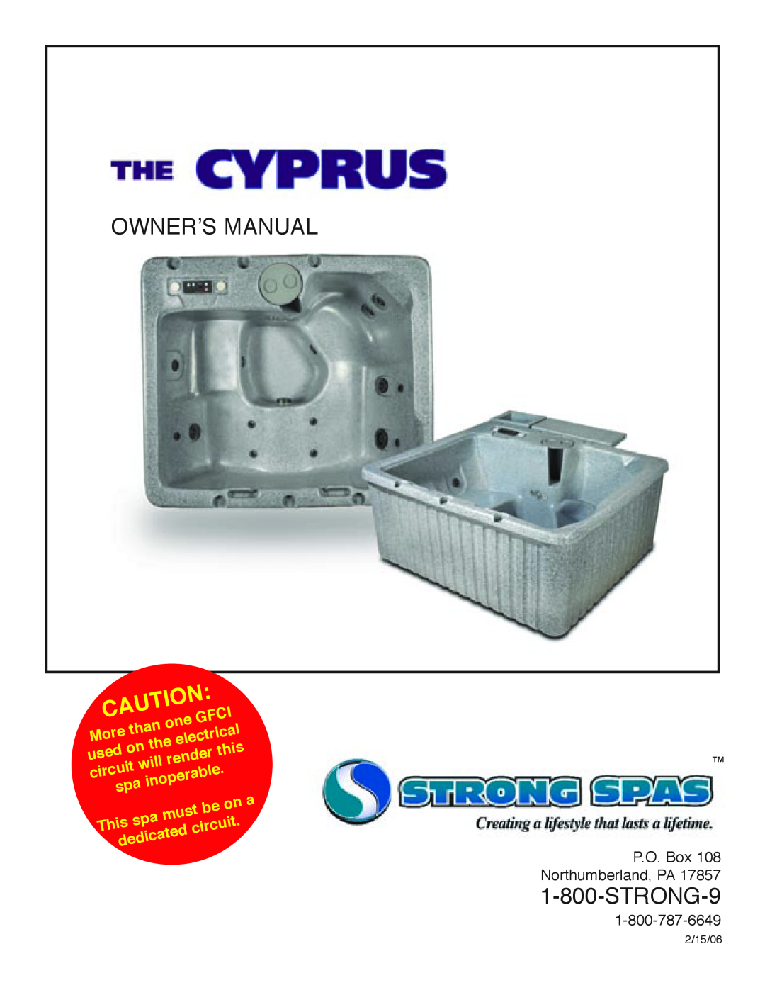 Strong Pools and Spas The Cyprus owner manual Owner’S Manual, STRONG-9, than, Gfci, More, electrical, used, this, render 