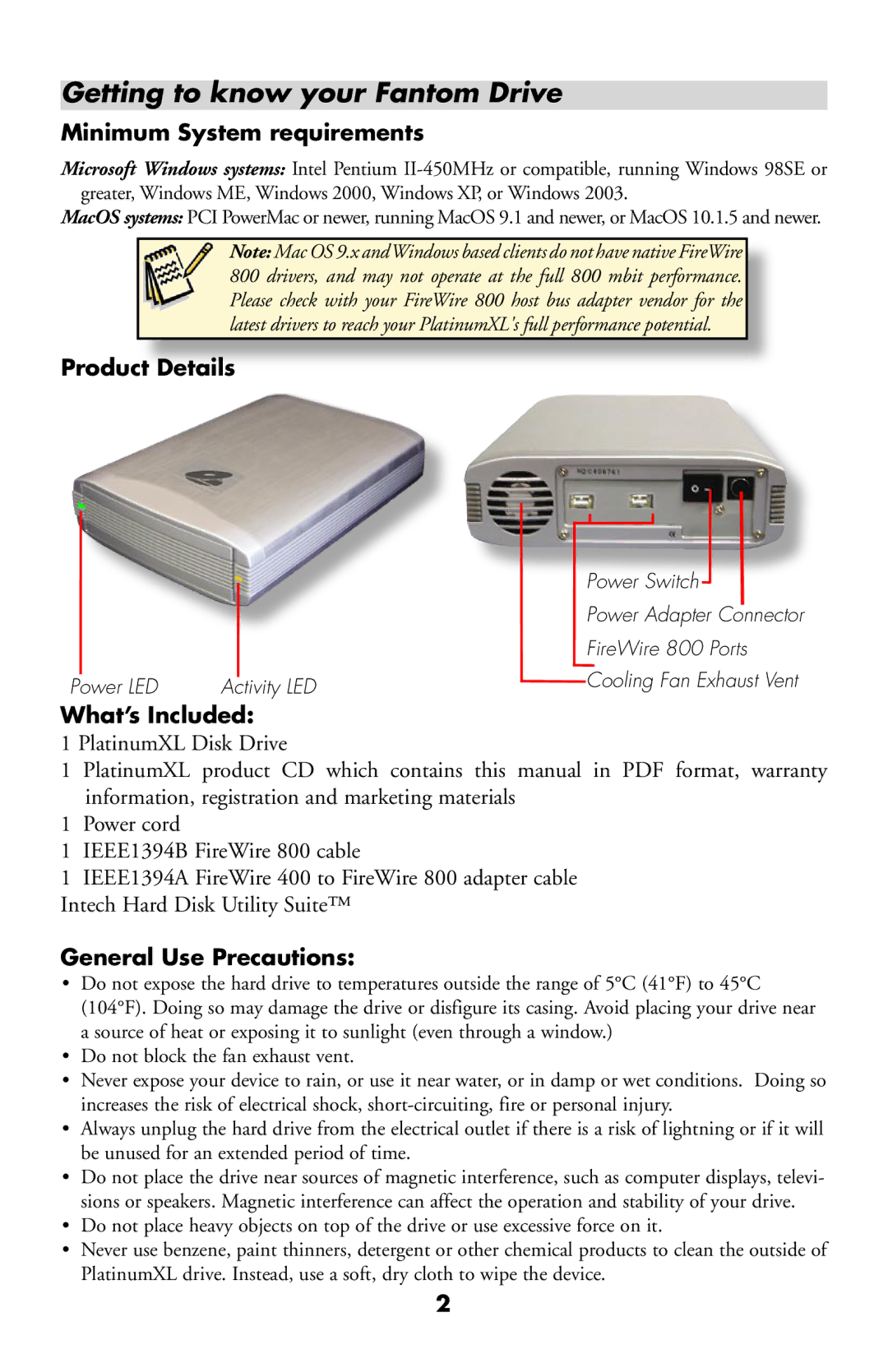 Structured Cable Products apple Getting to know your Fantom Drive, Minimum System requirements, Product, What’s Included 