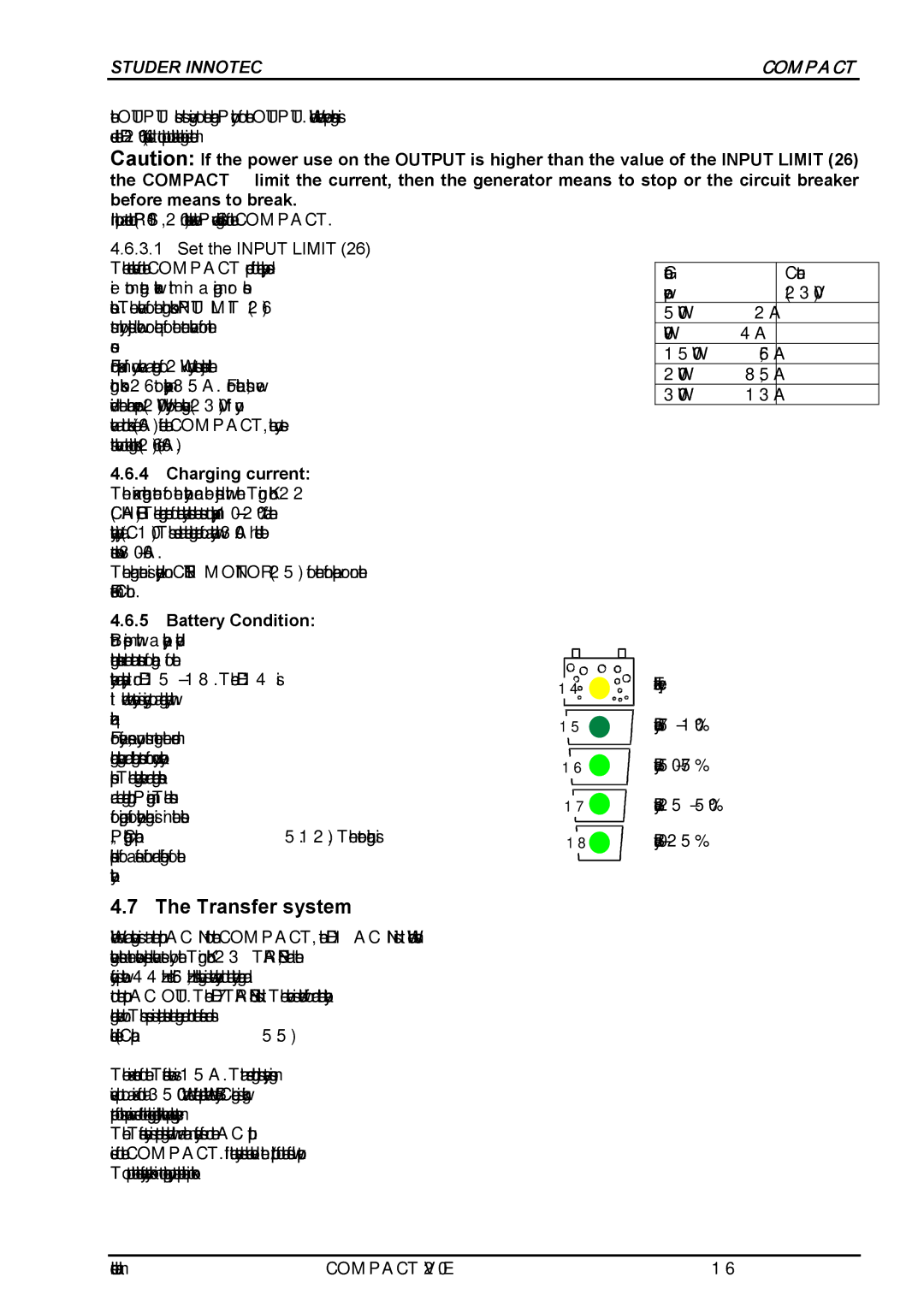 Studer Innotec C1312 COMPACT, C3548 COMPACT, C2324 COMPACT user manual Transfer system, Charging current 