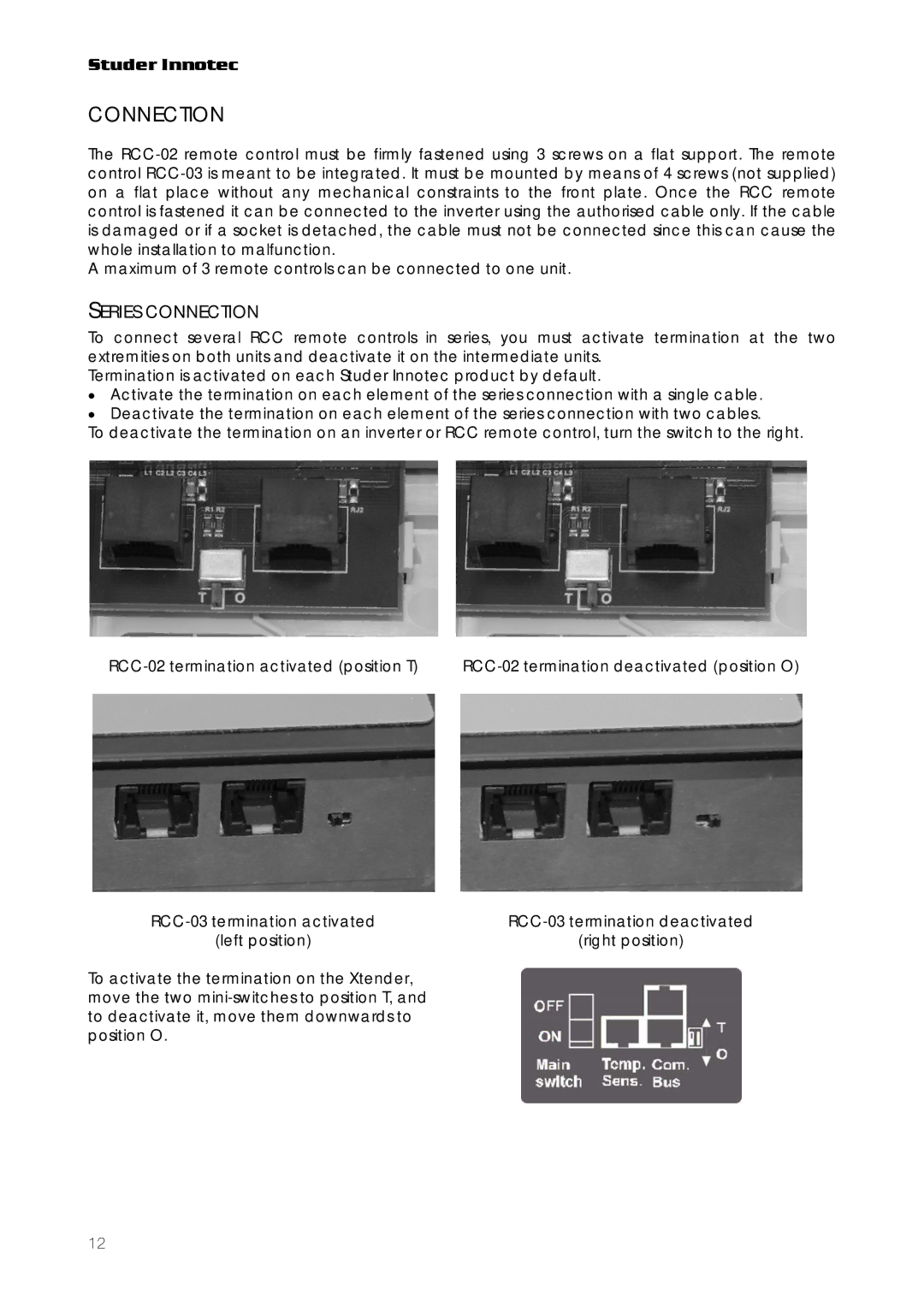 Studer Innotec RCC-03, RCC-02 user manual Series Connection 