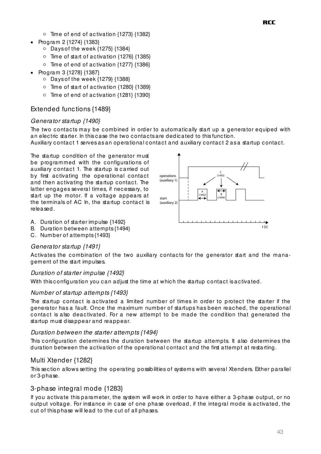 Studer Innotec RCC-02, RCC-03 user manual Extended functions, Multi Xtender, Phase integral mode 