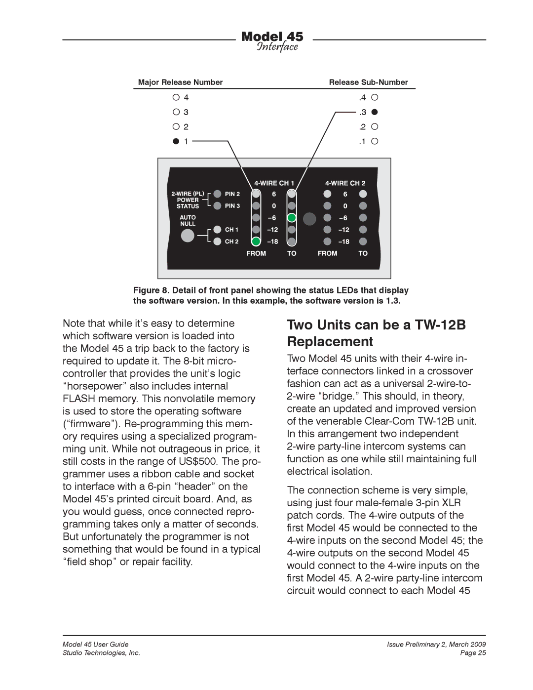 StudioTech M45-00151 manual Two Units can be a TW-12B Replacement 