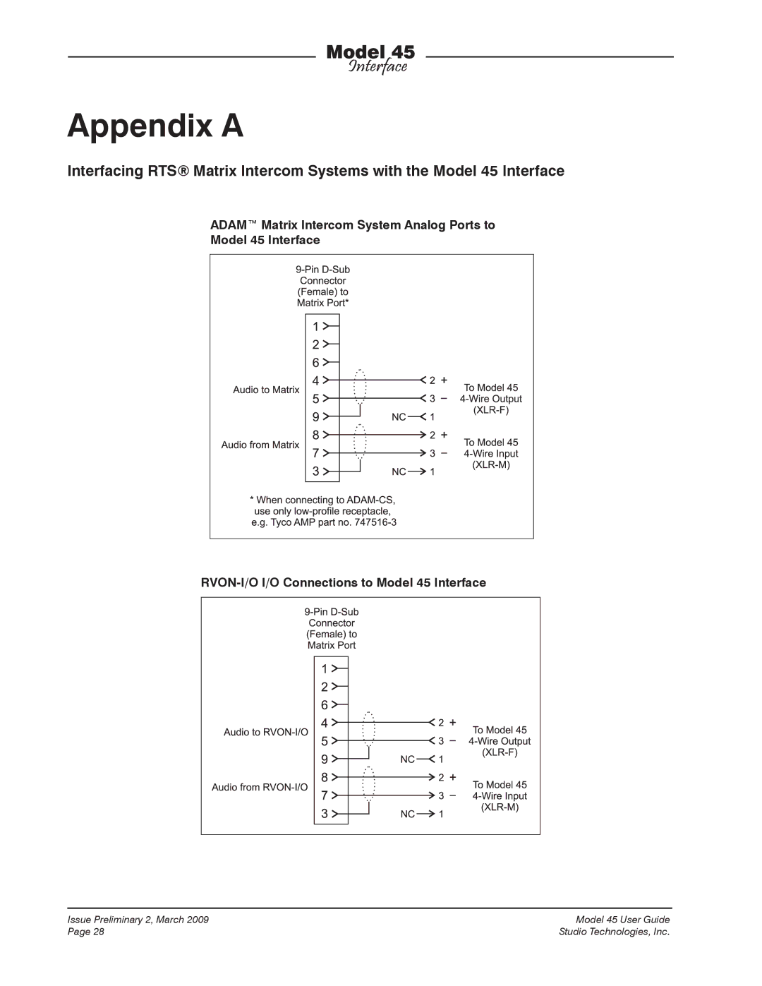 StudioTech M45-00151 manual Appendix a 