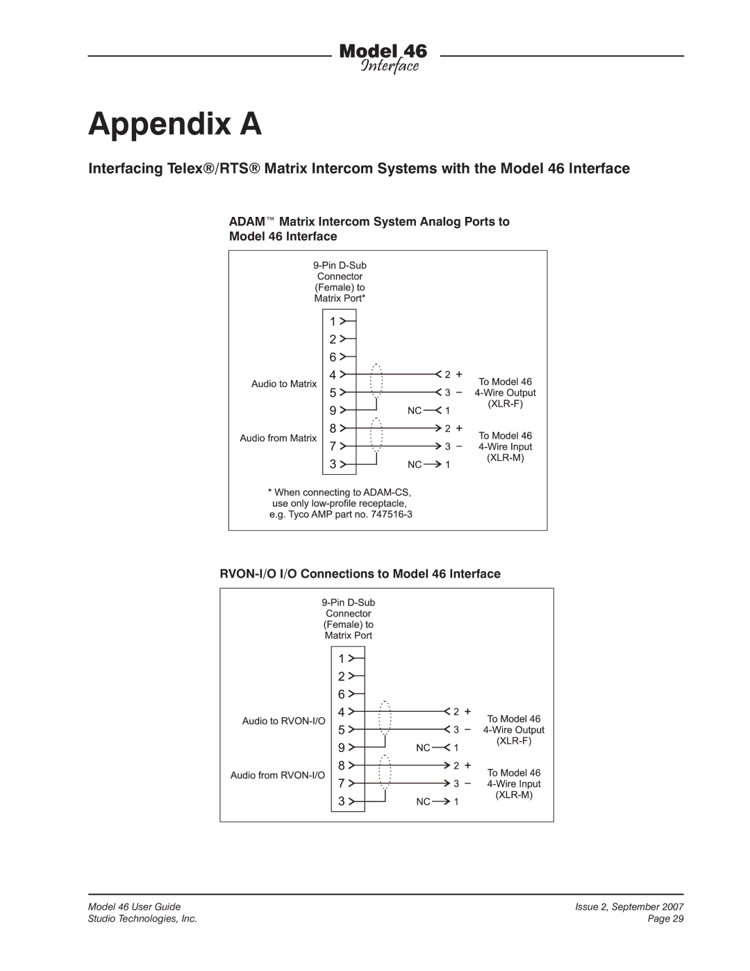 StudioTech M46-00180 manual Appendix a 