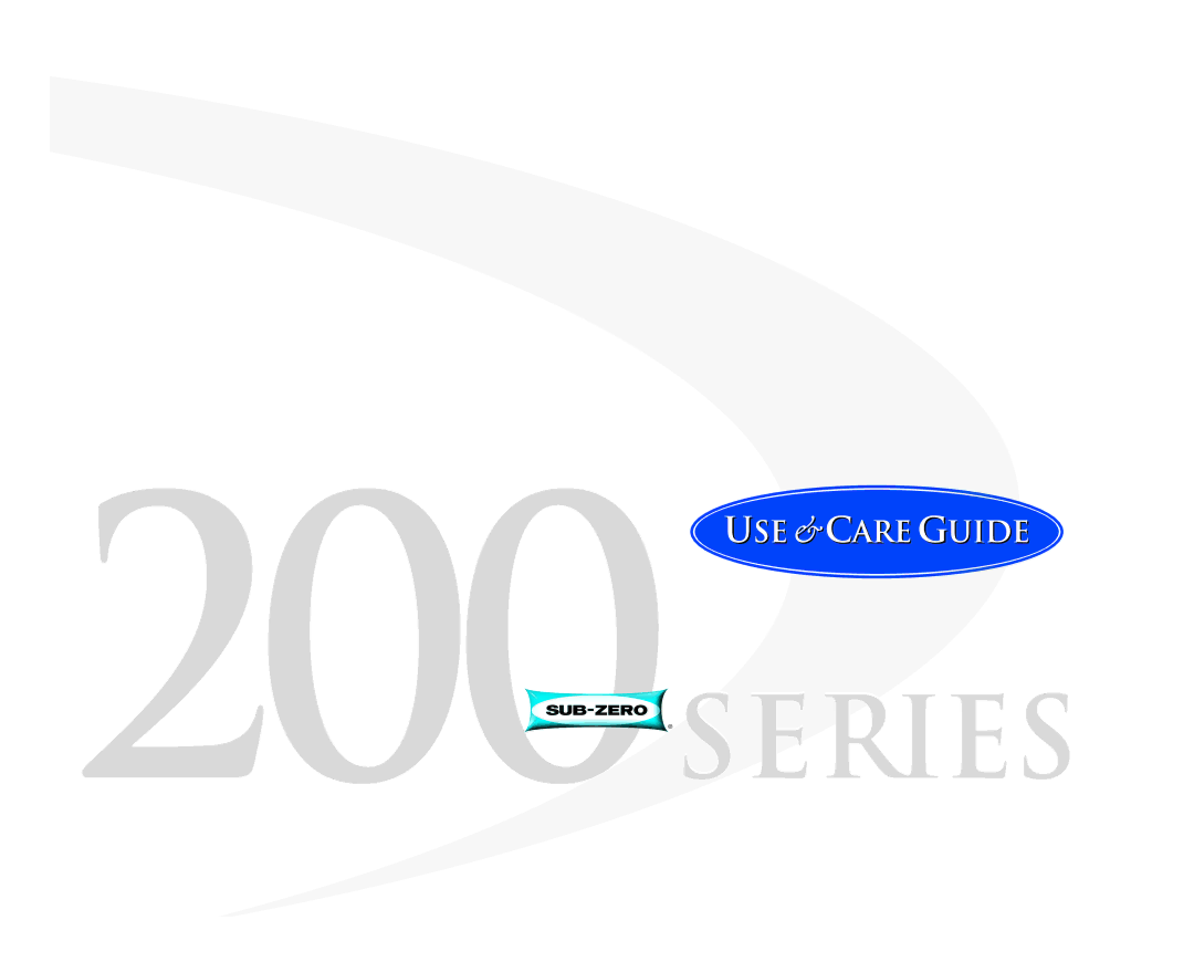 Sub-Zero 200 Series manual 