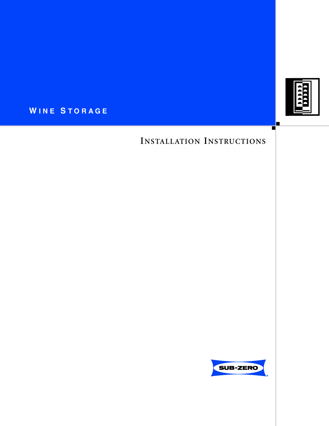 Sub-Zero 424/O, 430/O, 430/F installation instructions Installation Instructions 