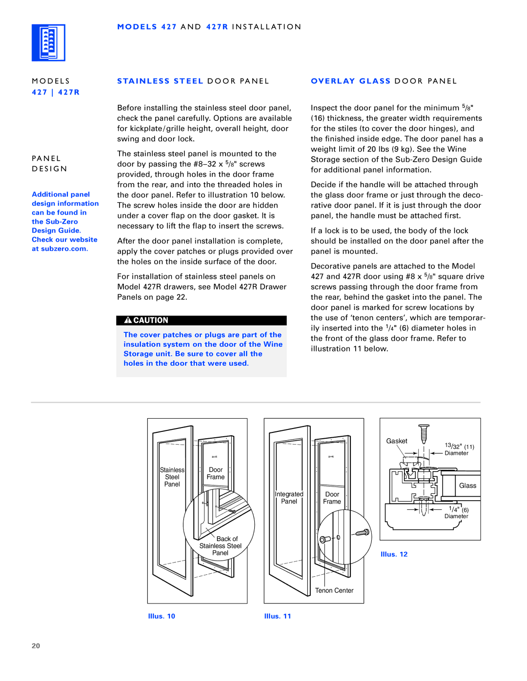 Sub-Zero 430/O, 424/O, 430/F installation instructions Back 