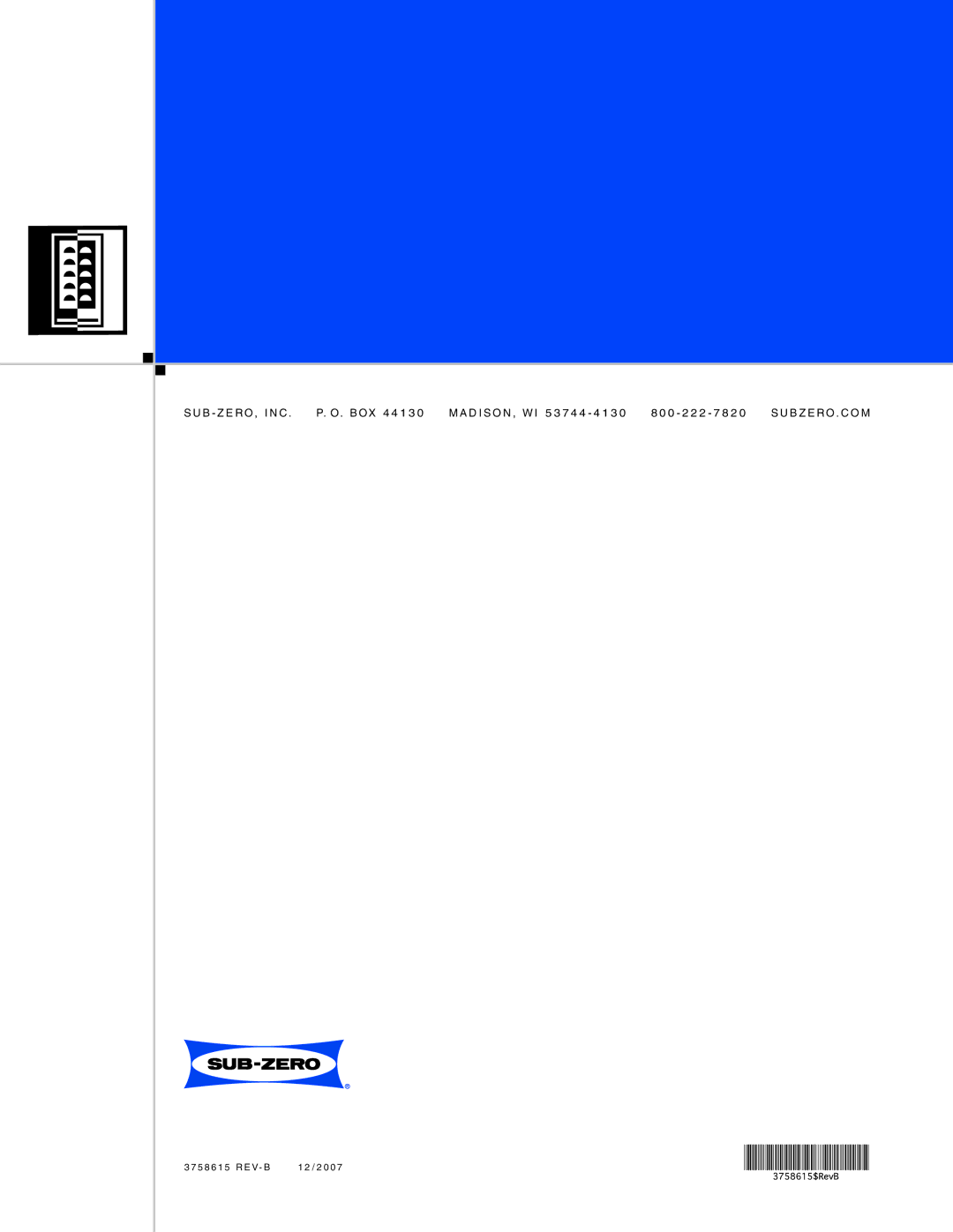 Sub-Zero 430/O, 424/O, 430/F installation instructions 5 8 6 1 5 R E V- B 2 0 0 