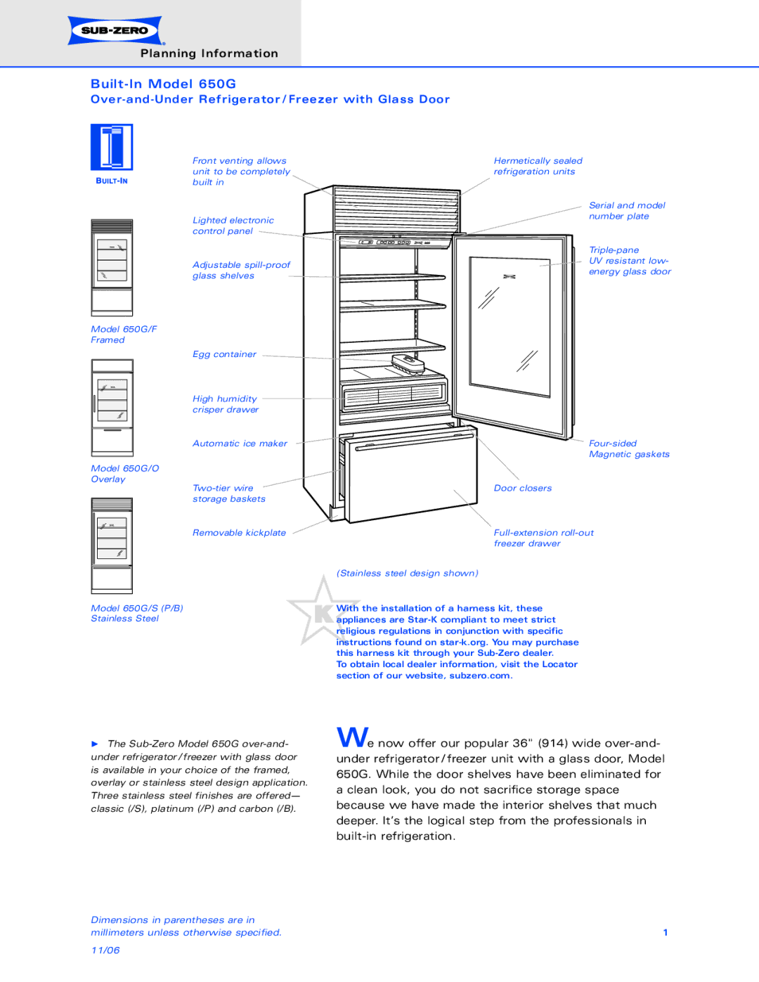 Sub-Zero dimensions Built-In Model 650G 