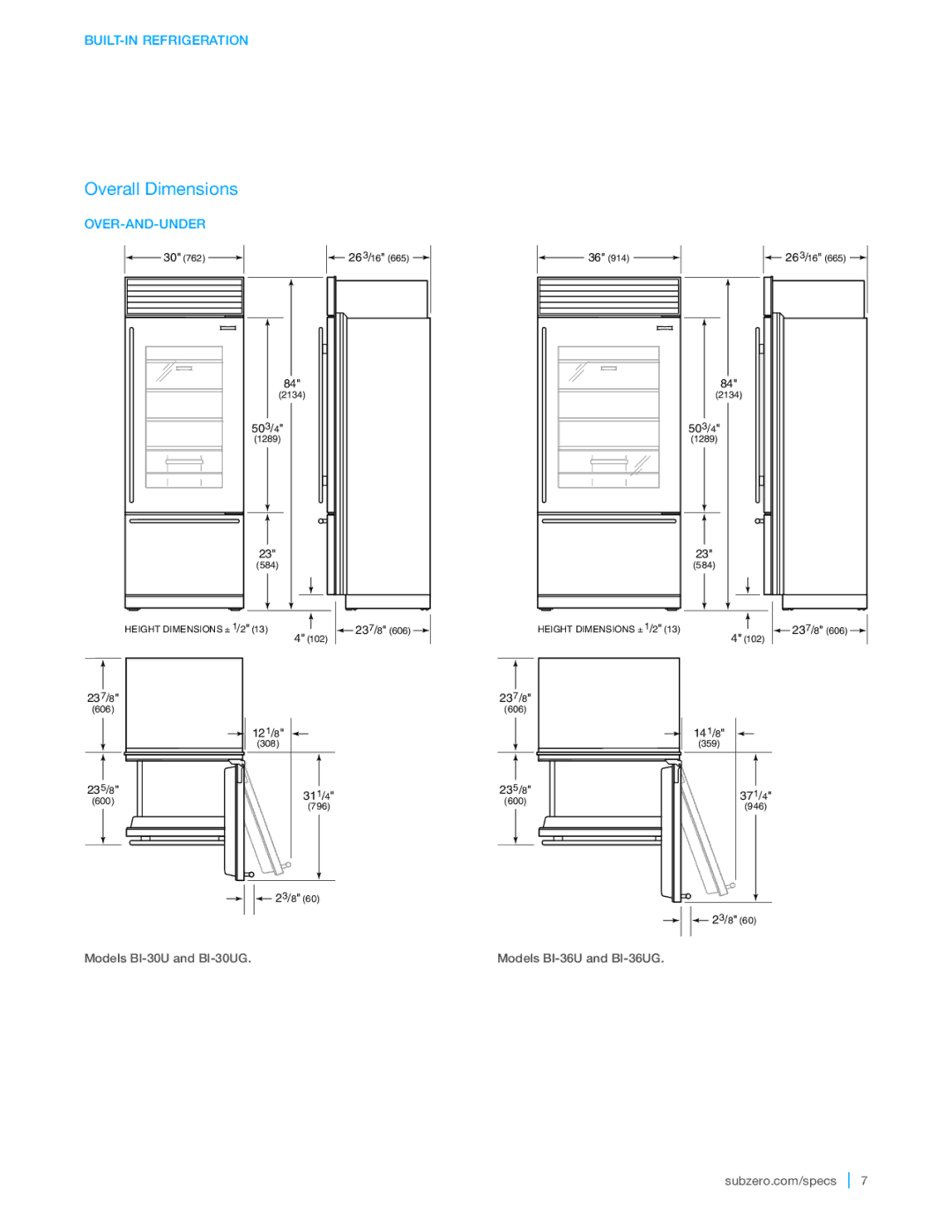 Sub-Zero BI-36UFD, BI-36F, BI-48SD, BI-42UFD, BI-36UG, BI-42SD, BI-36RG, BI-36S, BI-30UG manual Over-And-Under 