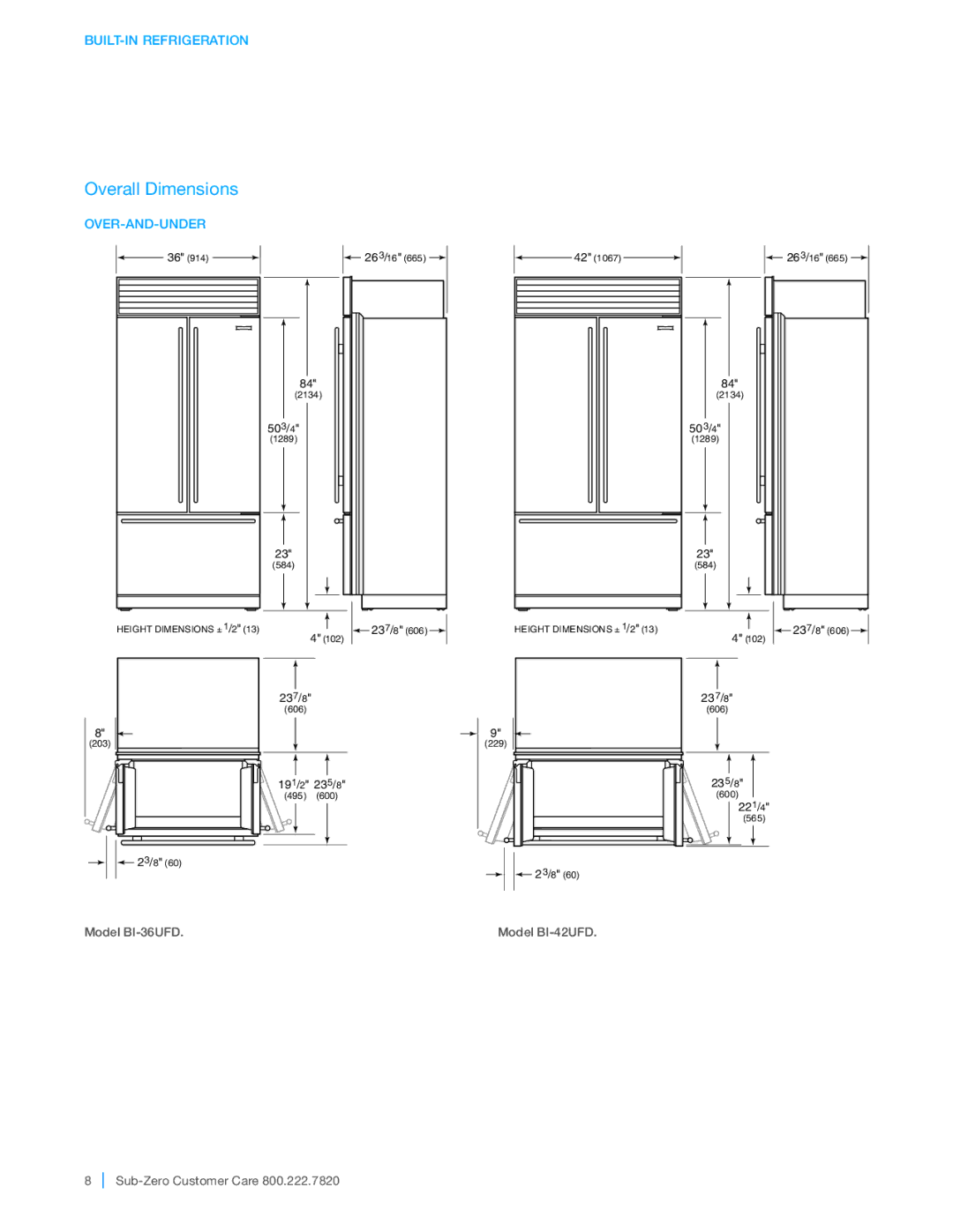 Sub-Zero BI-36UG, BI-36F, BI-48SD, BI-42UFD, BI-42SD, BI-36RG, BI-36S, BI-30UG manual Model BI-36UFD 