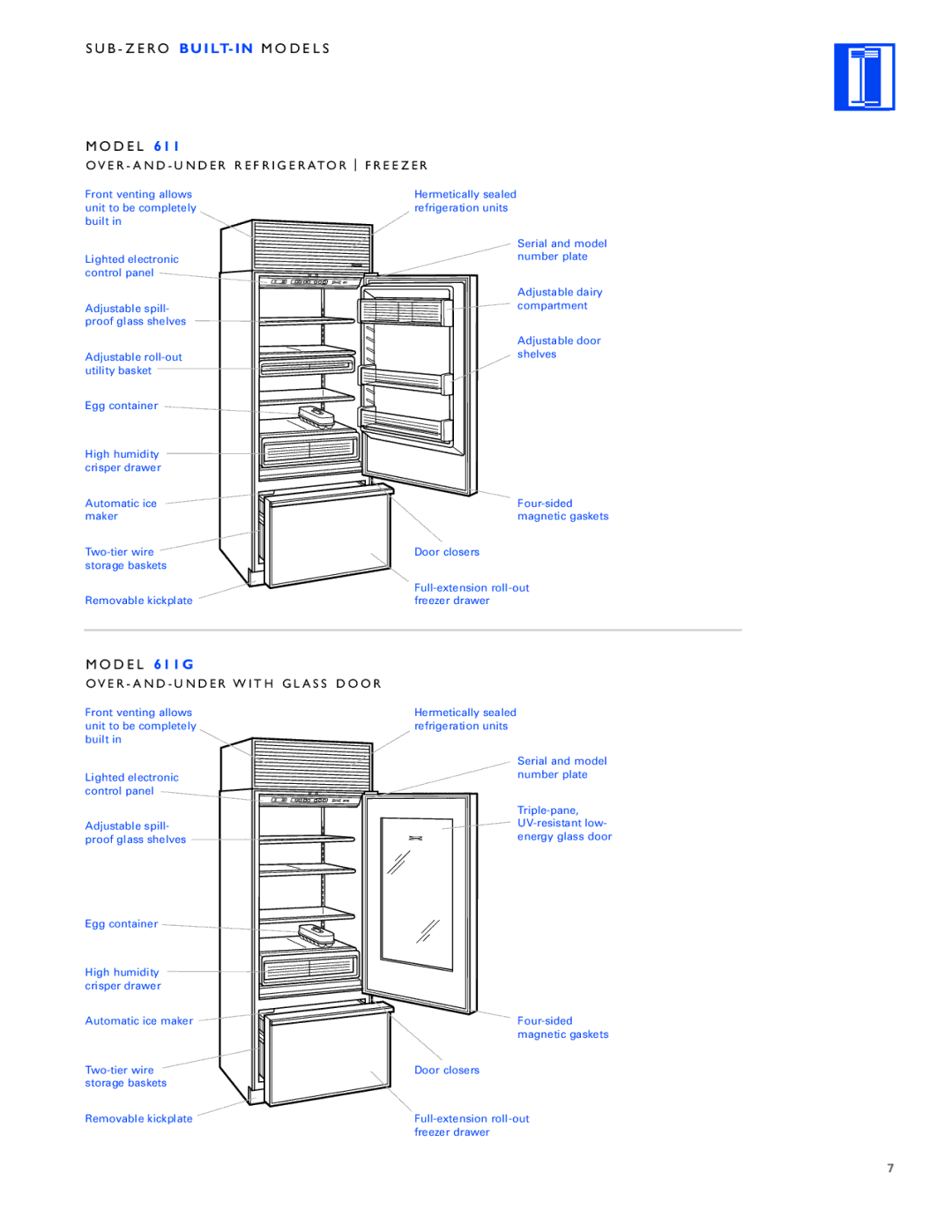 Sub-Zero Built-In Refrigeration manual D E L 