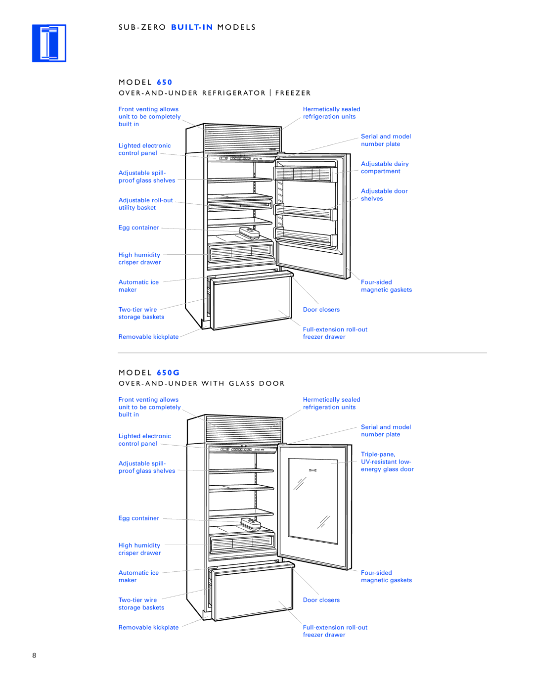 Sub-Zero Built-In Refrigeration manual D E L 650G 