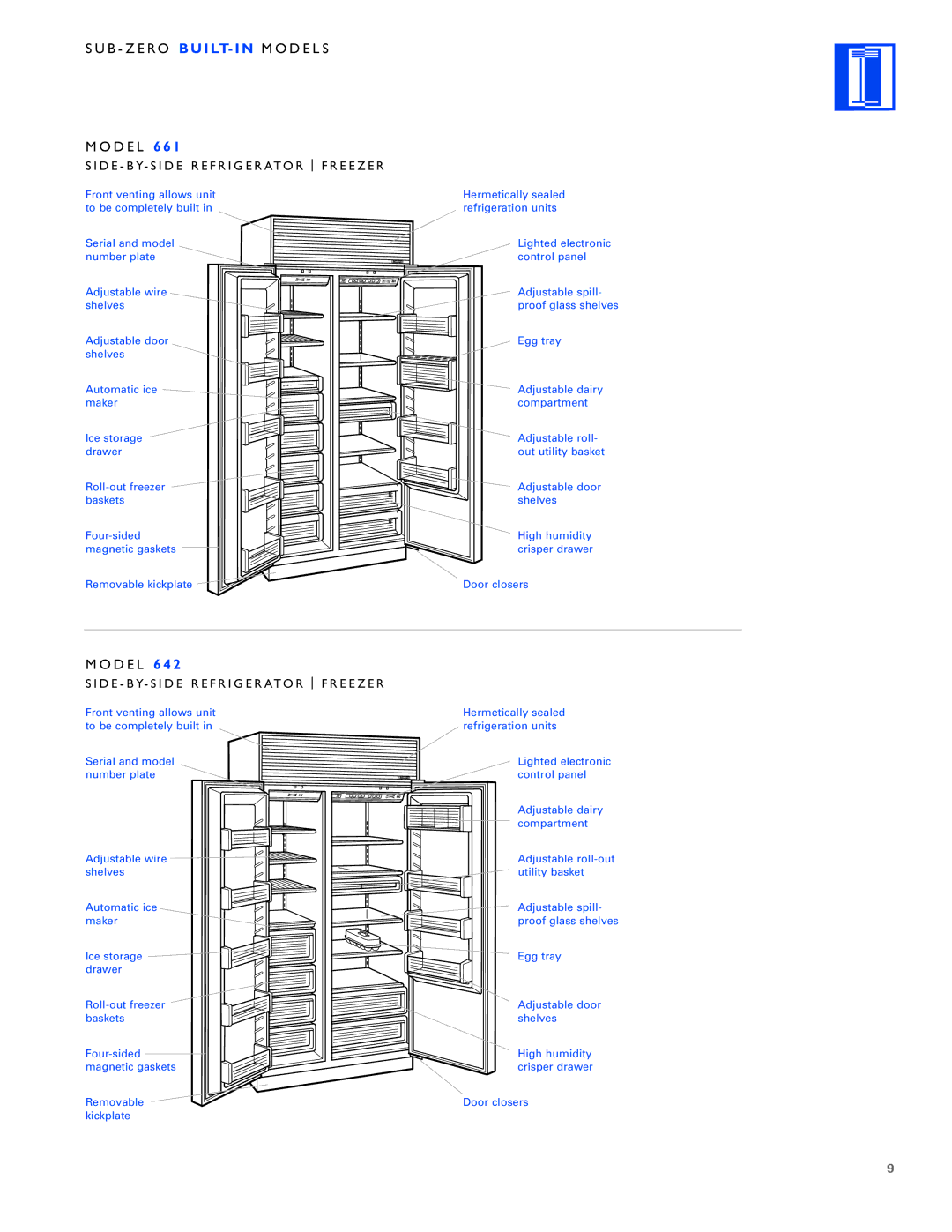 Sub-Zero Built-In Refrigeration manual D E B Y- S I D E R E F R I G E R Ato R F R E E Z E R 