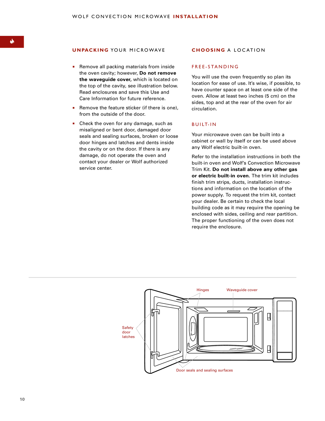 Sub-Zero Convection Microwave Oven manual Waveguide cover, which is located on, I Lt- I N 