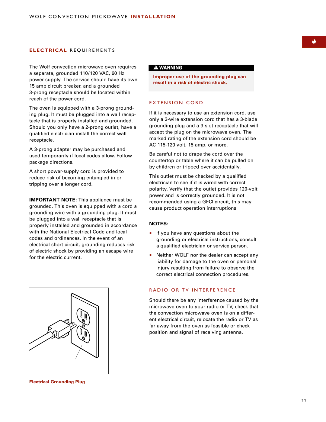 Sub-Zero Convection Microwave Oven manual T E N S I O N C O R D, D I O O R T V I N T E R F E R E N C E 