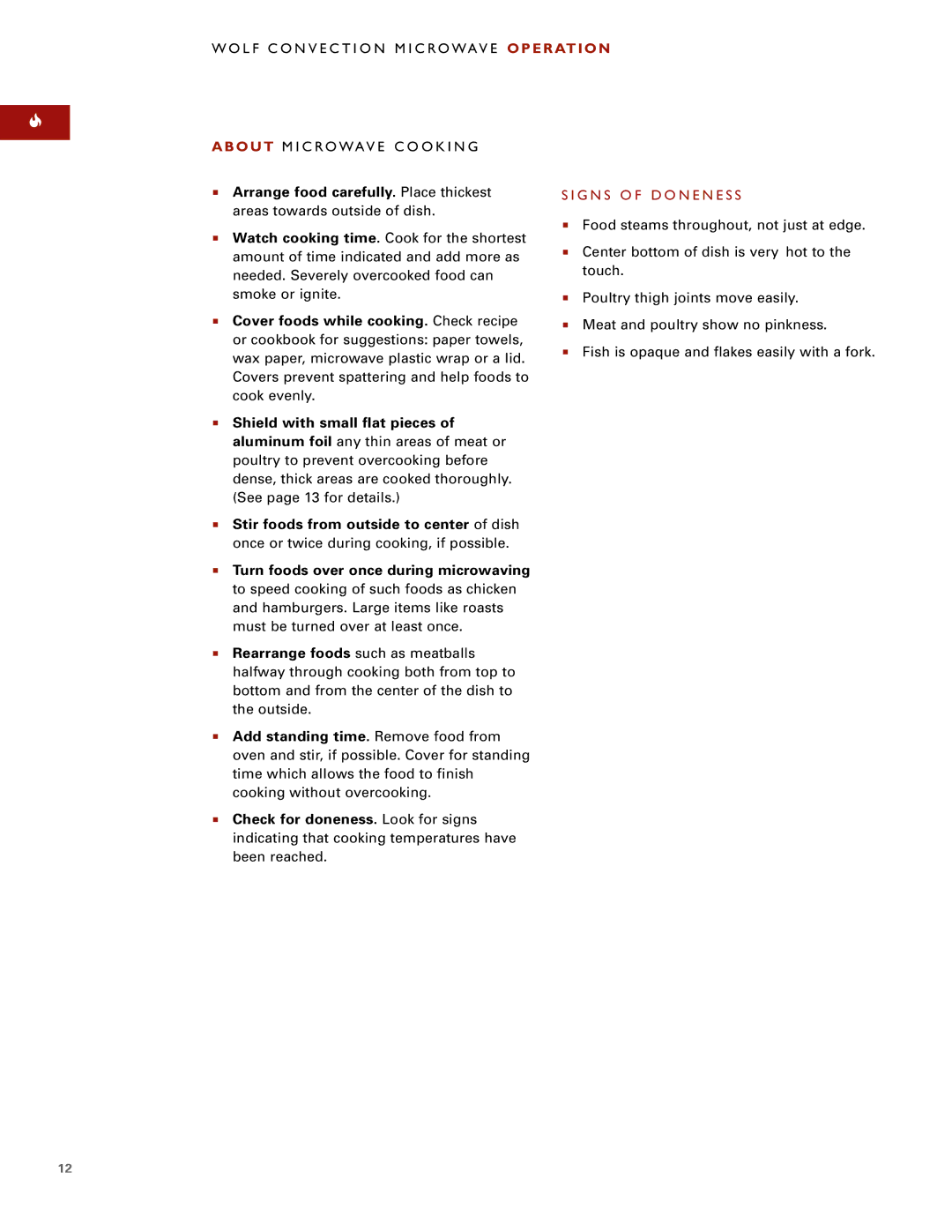 Sub-Zero Convection Microwave Oven manual Arrange food carefully. Place thickest, Cover foods while cooking. Check recipe 