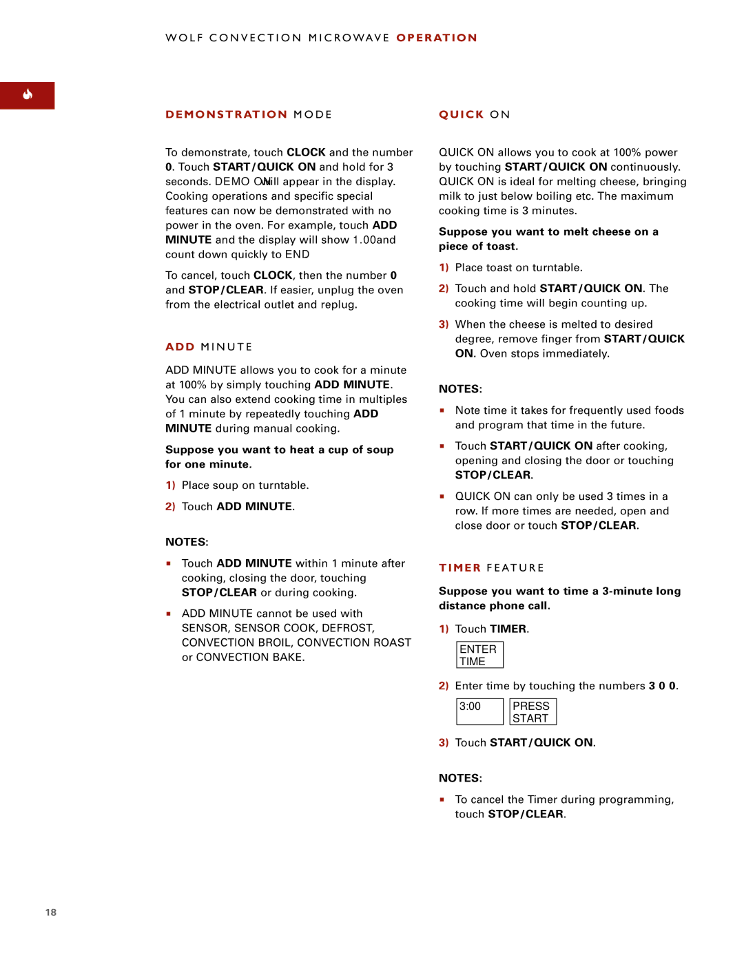 Sub-Zero Convection Microwave Oven manual Demonstration M O D E Quick O N 