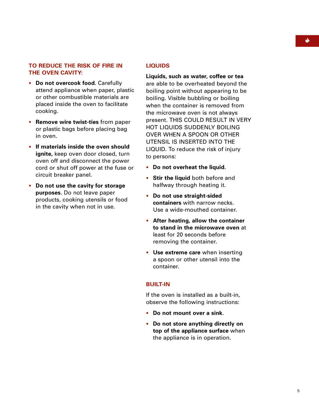 Sub-Zero Convection Microwave Oven manual To Reduce the Risk of Fire in the Oven Cavity 