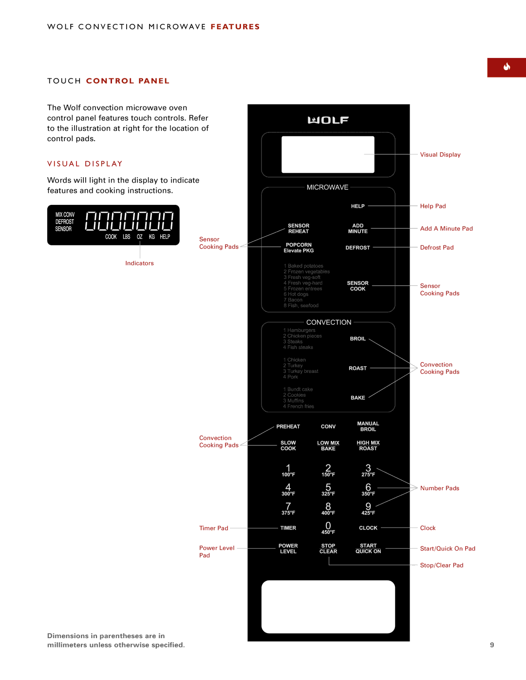 Sub-Zero Convection Microwave Oven manual L F C O N V E C T I O N M I C RO WAV E Features, To U C H Control Panel 