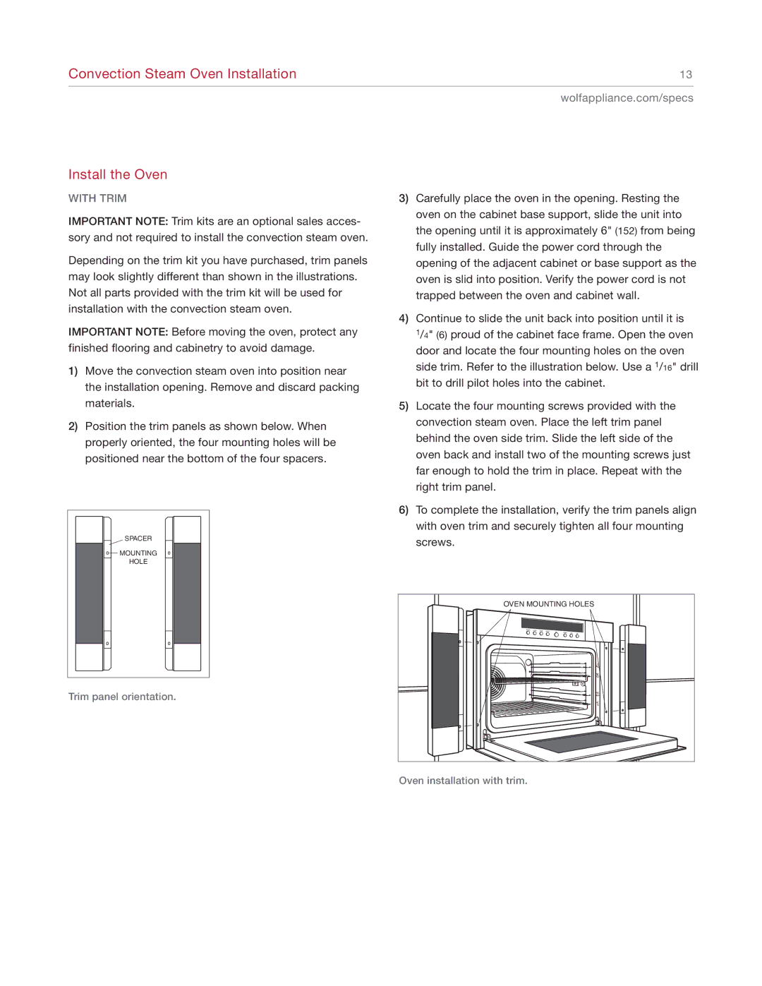 Sub-Zero CSO24 manual With Trim 