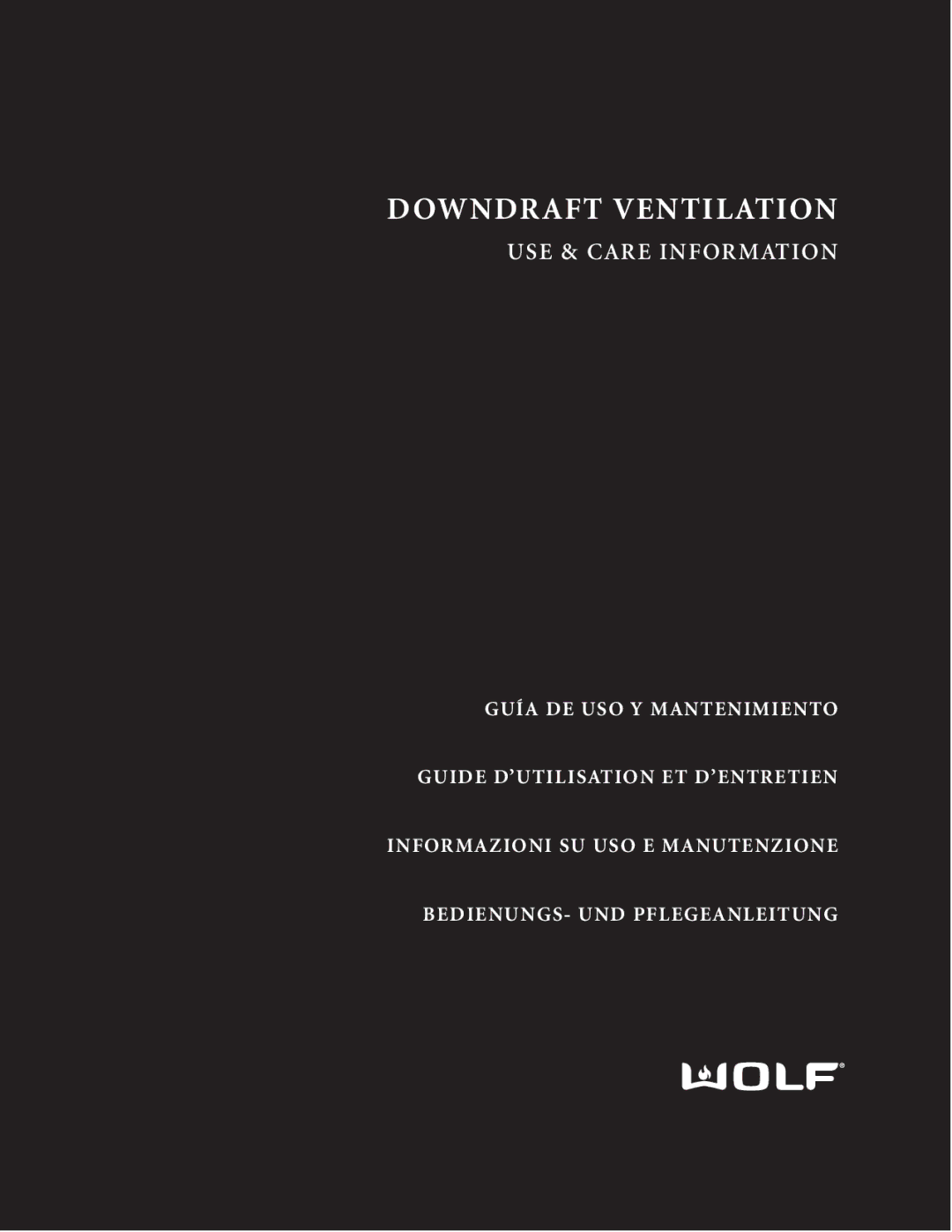 Sub-Zero Downdraft Ventilation manual 