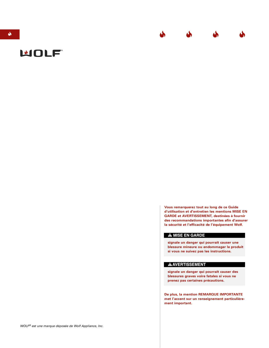 Sub-Zero Downdraft Ventilation manual Wolf est une marque déposée de Wolf Appliance, Inc 