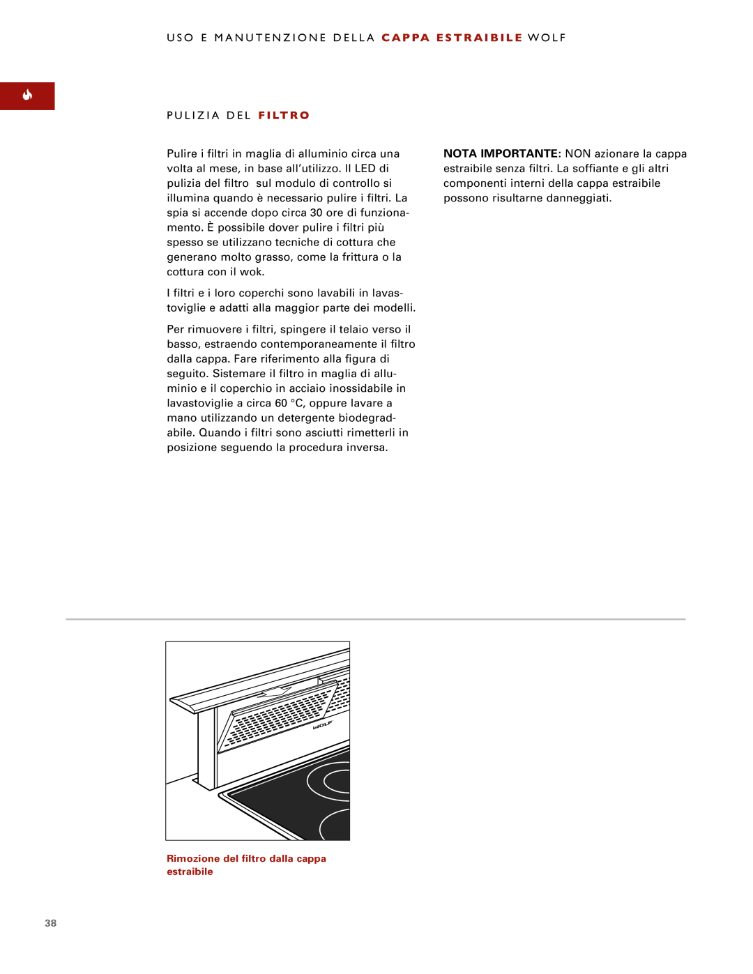 Sub-Zero Downdraft Ventilation manual Rimozione del filtro dalla cappa estraibile 