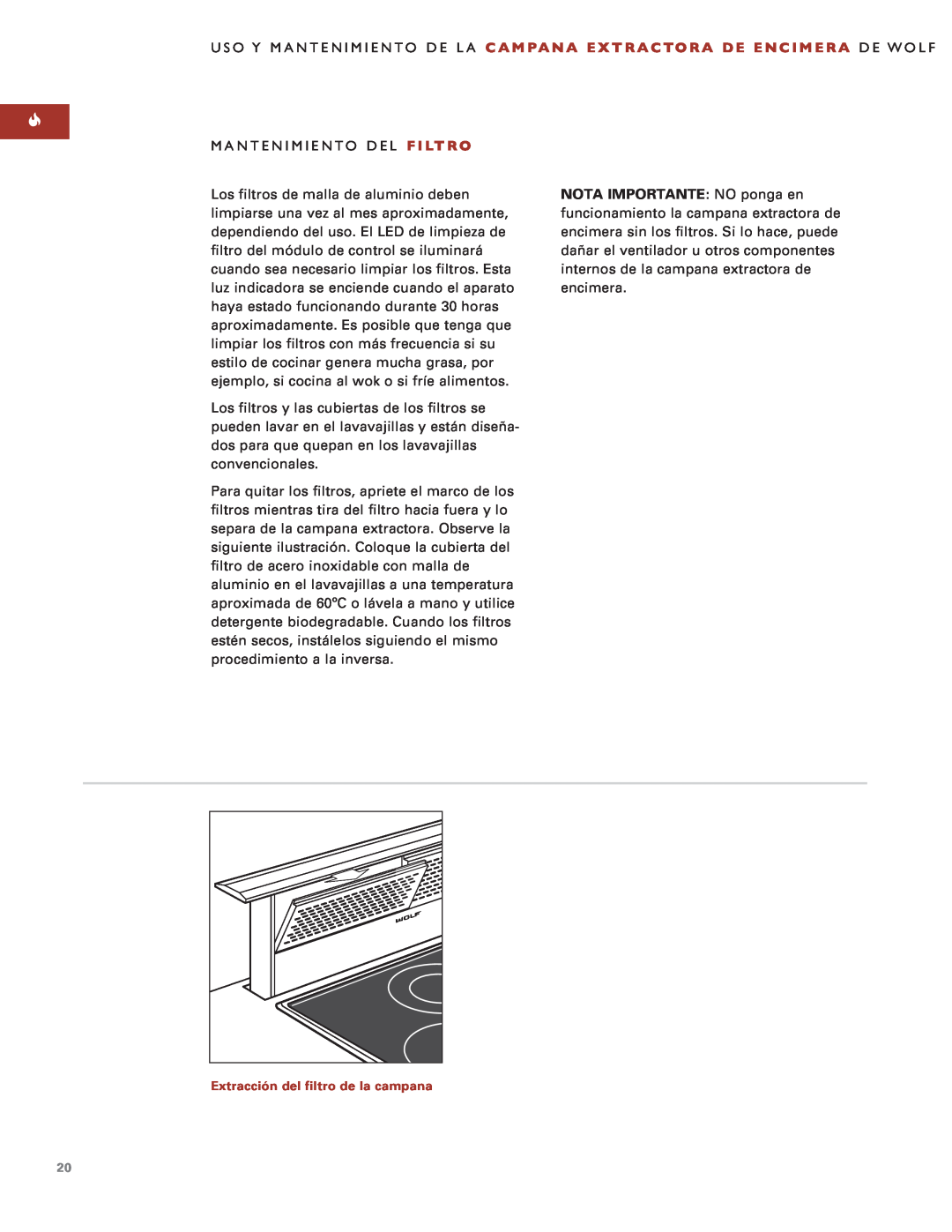 Sub-Zero Downdraft Ventilation manual Extracción del filtro de la campana 
