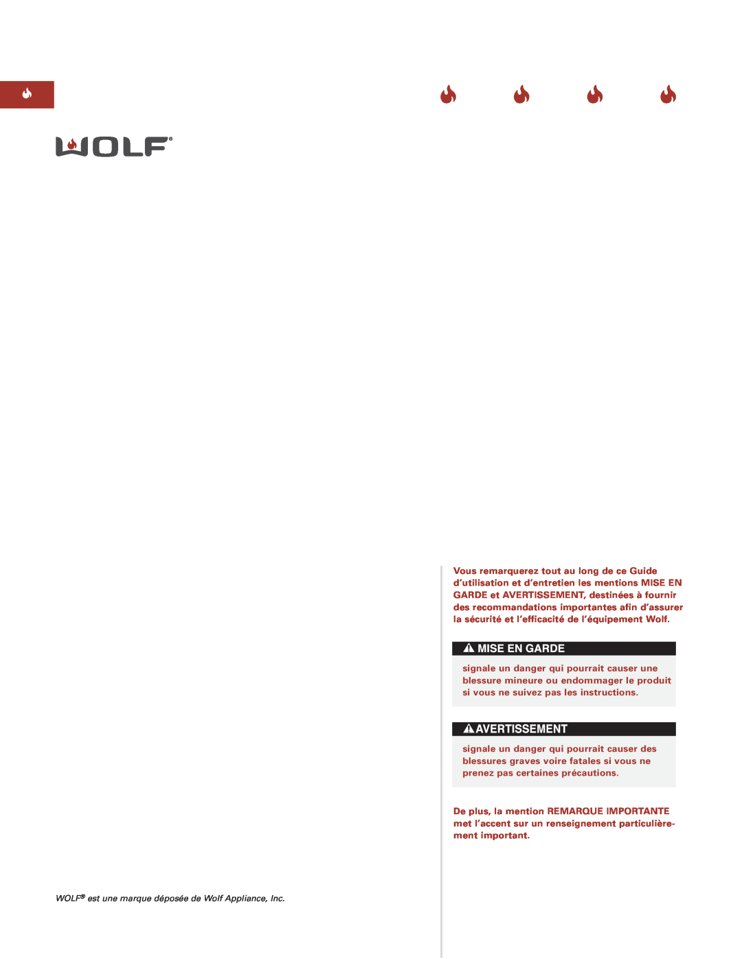 Sub-Zero Downdraft Ventilation manual WOLF est une marque déposée de Wolf Appliance, Inc 