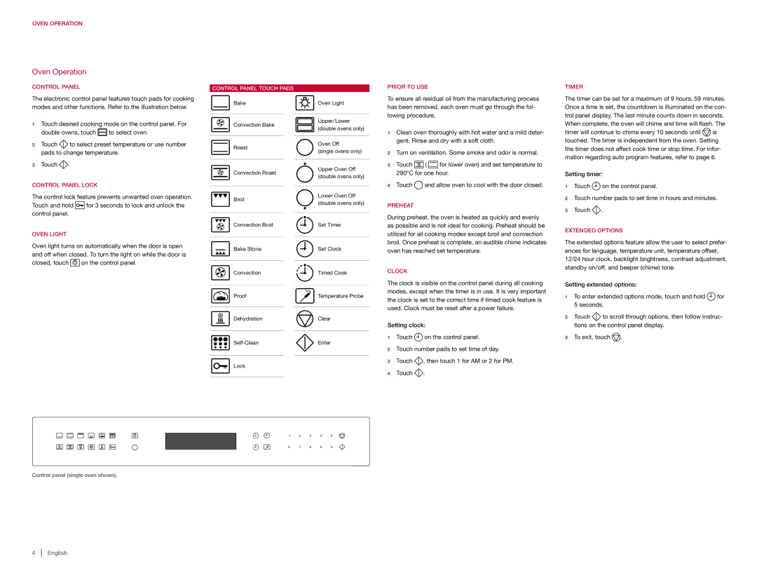 Sub-Zero E SERIES manual Oven Operation 