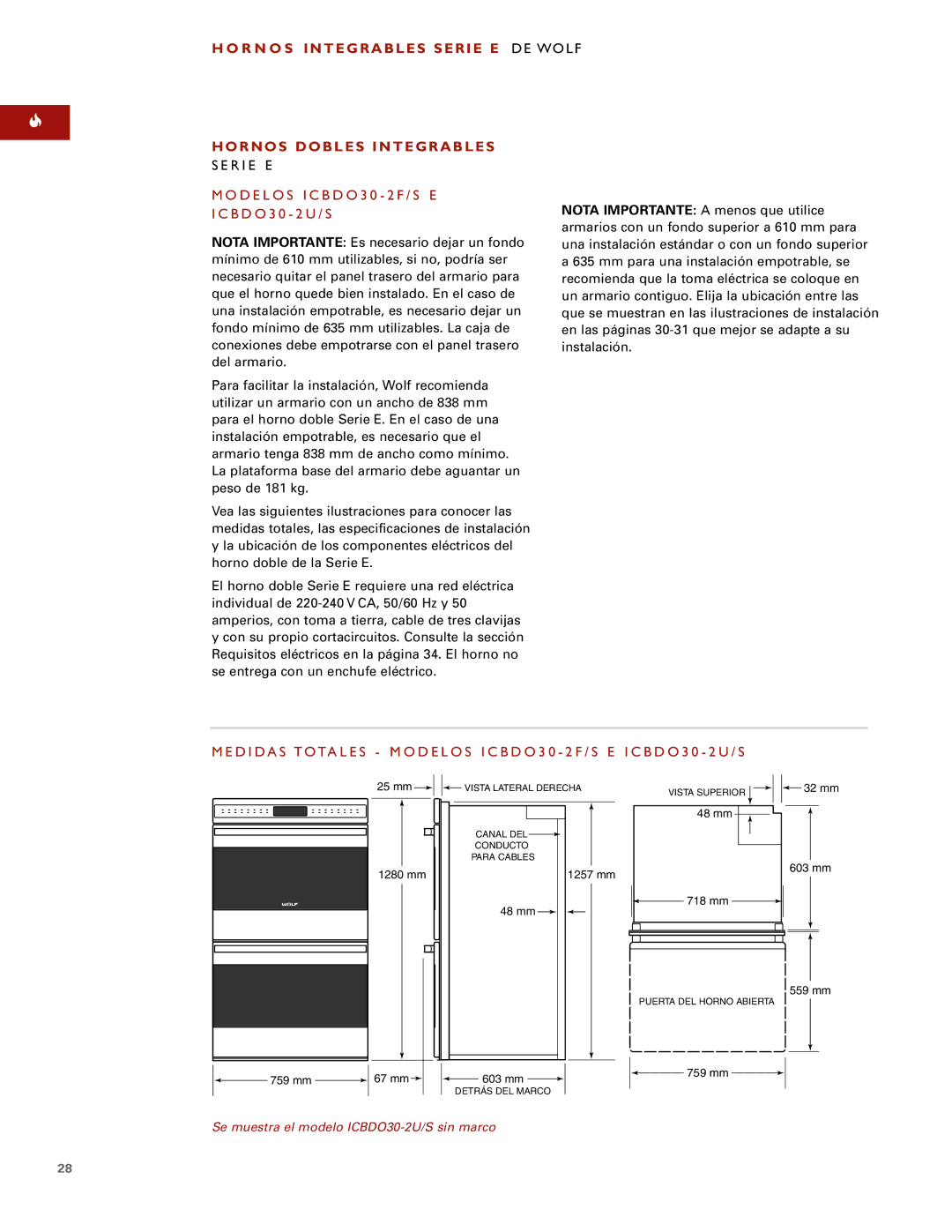 Sub-Zero E SERIES manual R I E E, D E L O S I C B D O 3 0 2 F / S E B D O 3 0 2 U / S 