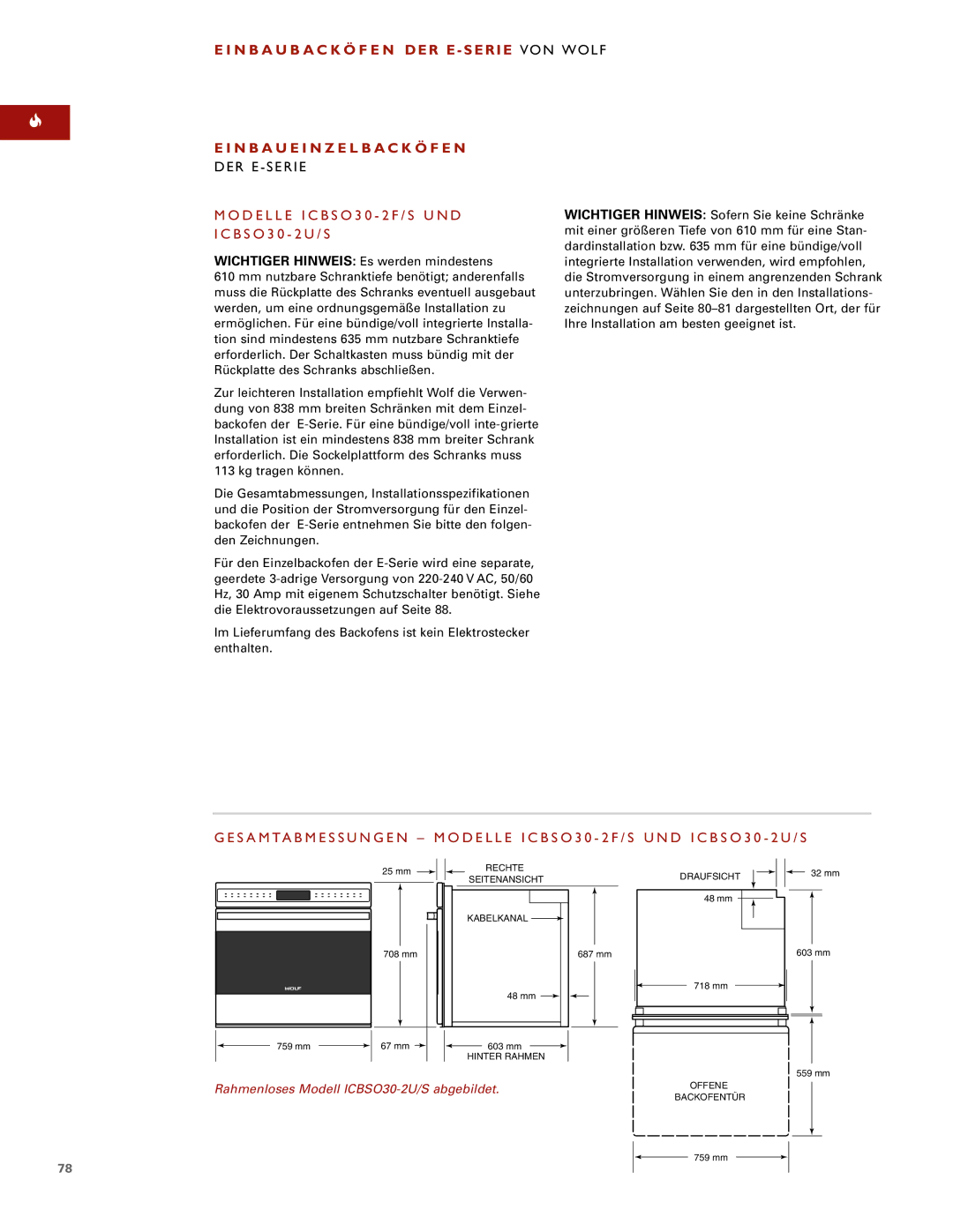 Sub-Zero E SERIES manual D E L L E I C B S O 3 0 2 F / S U N D I C B S O 3 0 2 U / S 