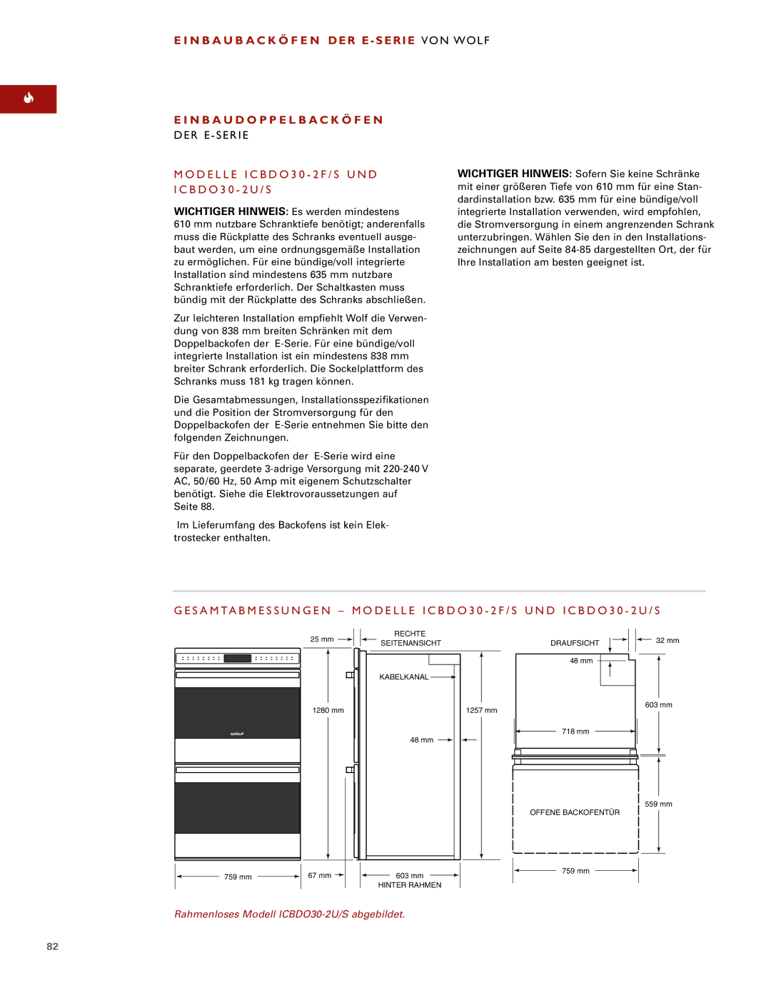 Sub-Zero E SERIES manual D E L L E I C B D O 3 0 2 F / S U N D, B D O 3 0 2 U / S 