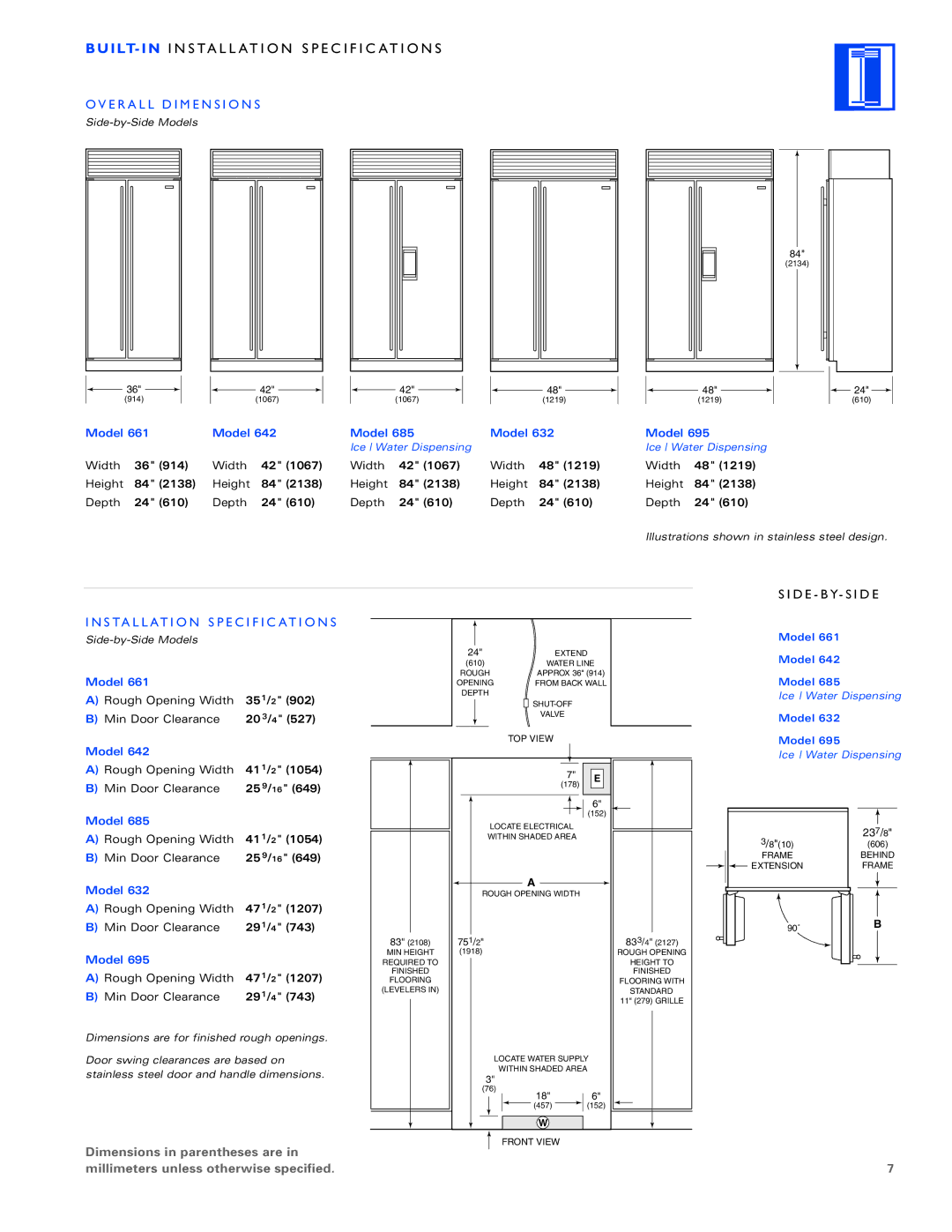 Sub-Zero Freezer installation instructions D E B Y- S I D E 