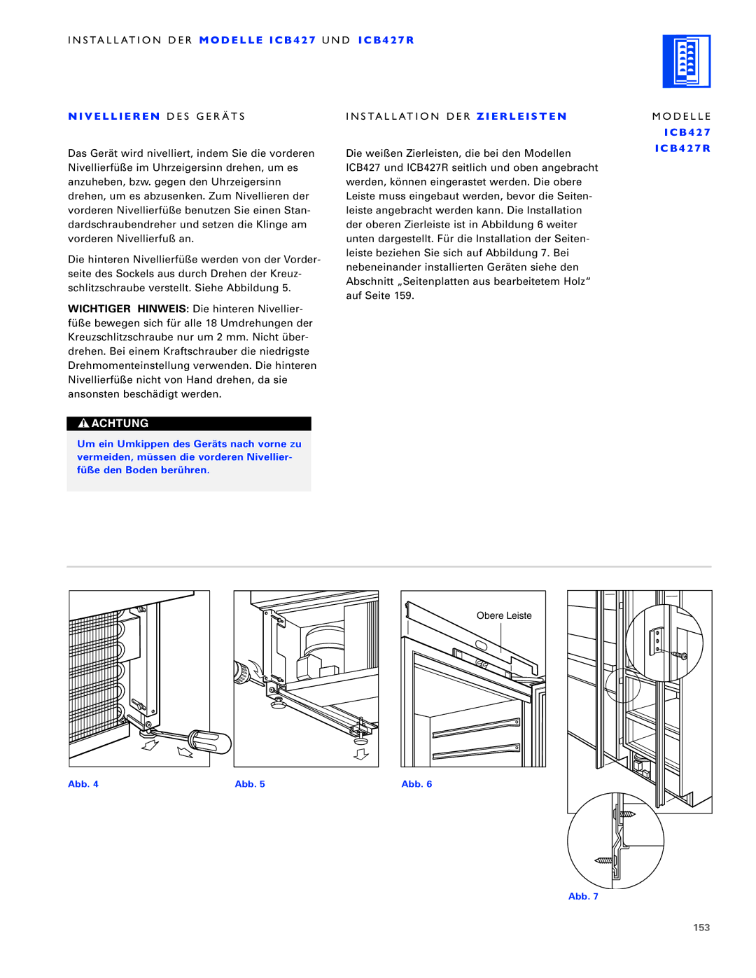 Sub-Zero ICB430, ICB424FS, ICB427R manual B 4 2, 153 