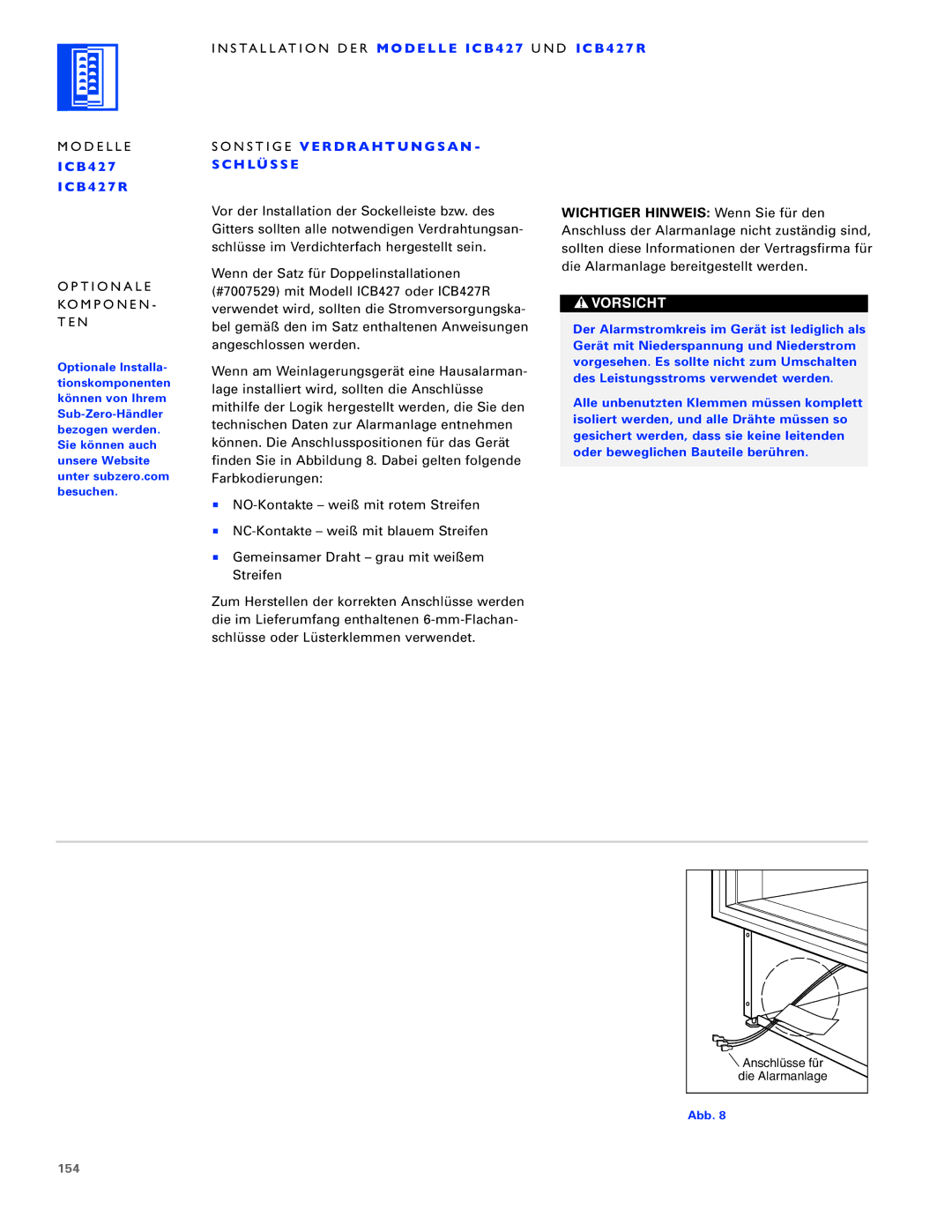 Sub-Zero ICB427R, ICB430, ICB424FS manual N S T I G E V E R D R a H T U N G S a N, H Lü S S E, 154 