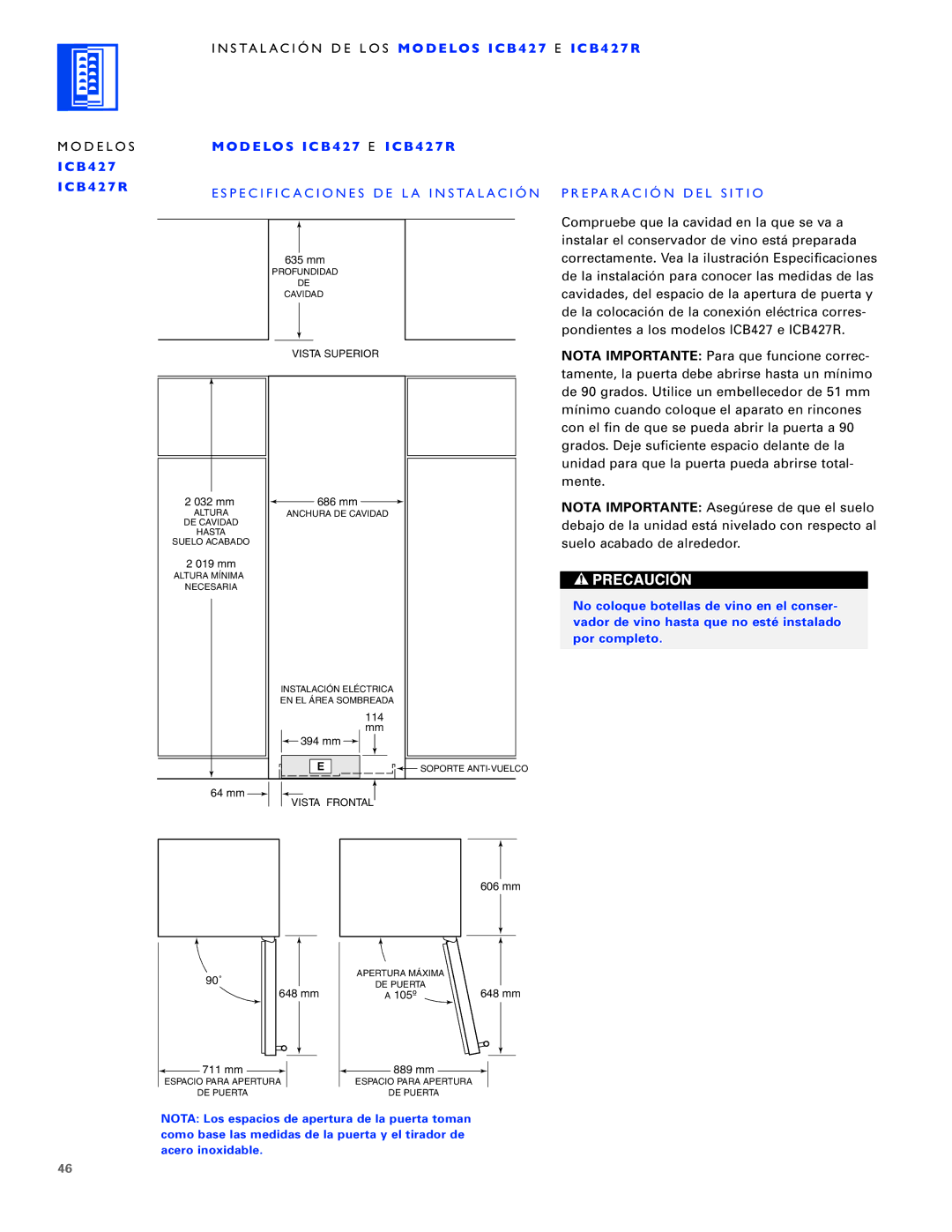 Sub-Zero ICB430, ICB424FS, ICB427R manual D E LO S I C B 4 2 7 E I C B 4 2 7 R, B 4 2 B 4 2 7 R 