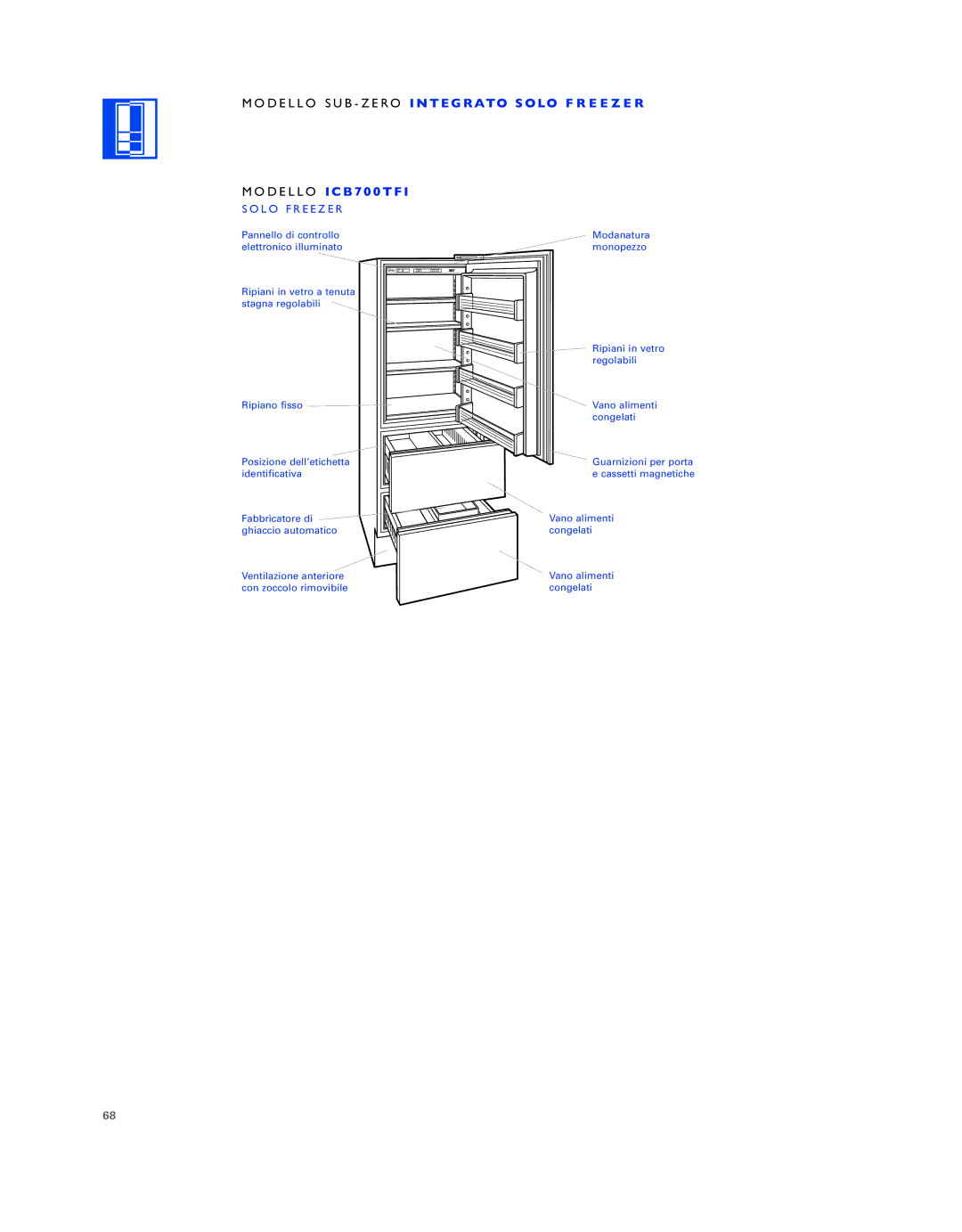 Sub-Zero ICB736TCI manual Solo Freezer 