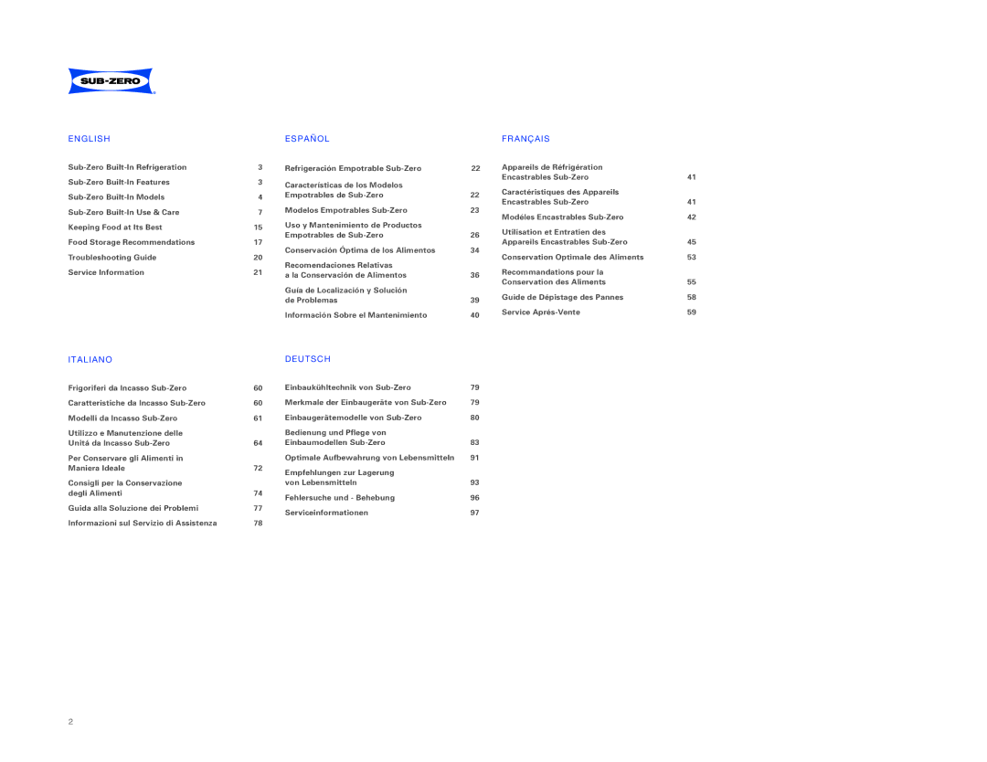 Sub-Zero ICBBI-30UG, ICBBI-36UG manual Engli SH Españ OL Fran Çais 